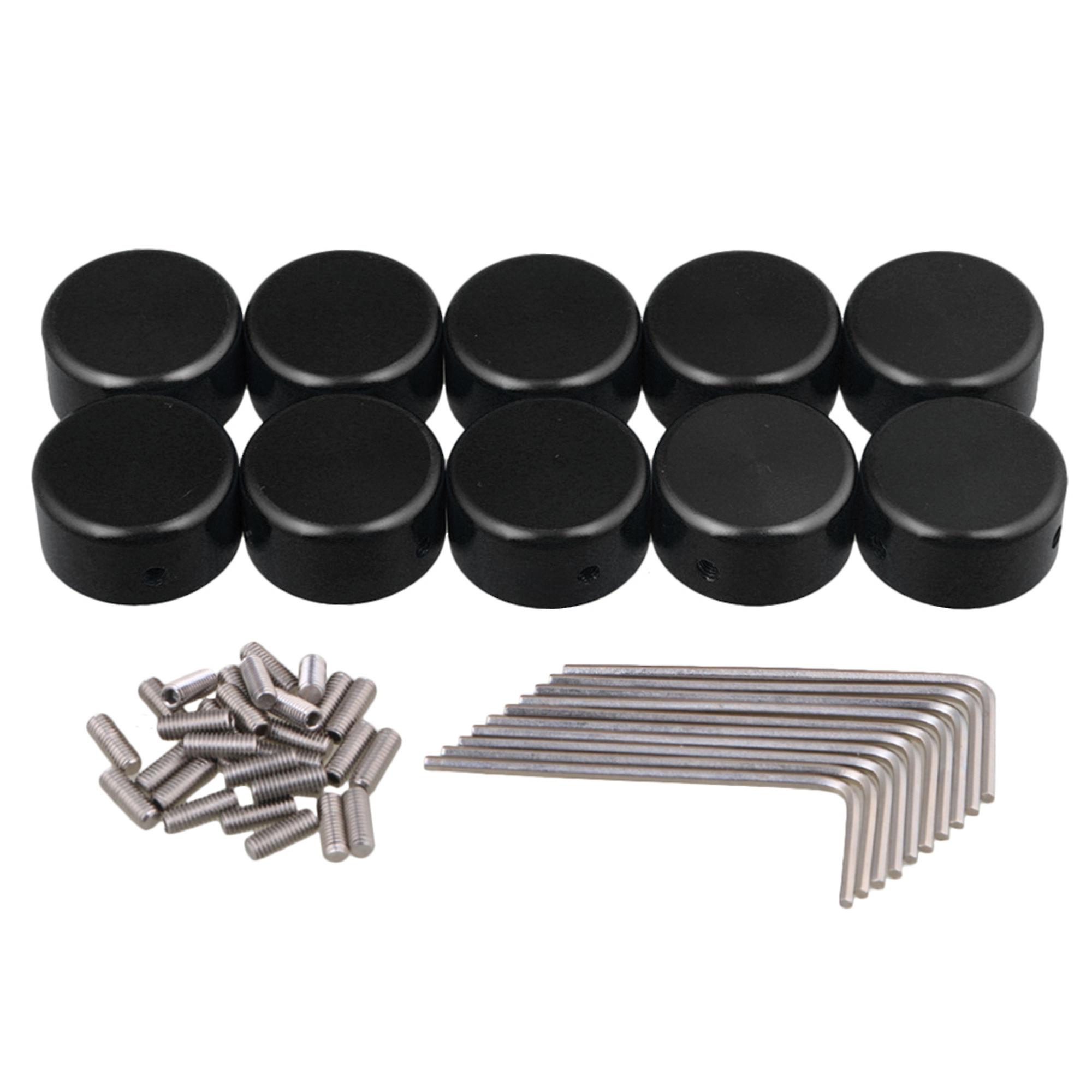 10 x Black Guitar Effects Accessories Stomp Switch Pedal Box Foot Caps