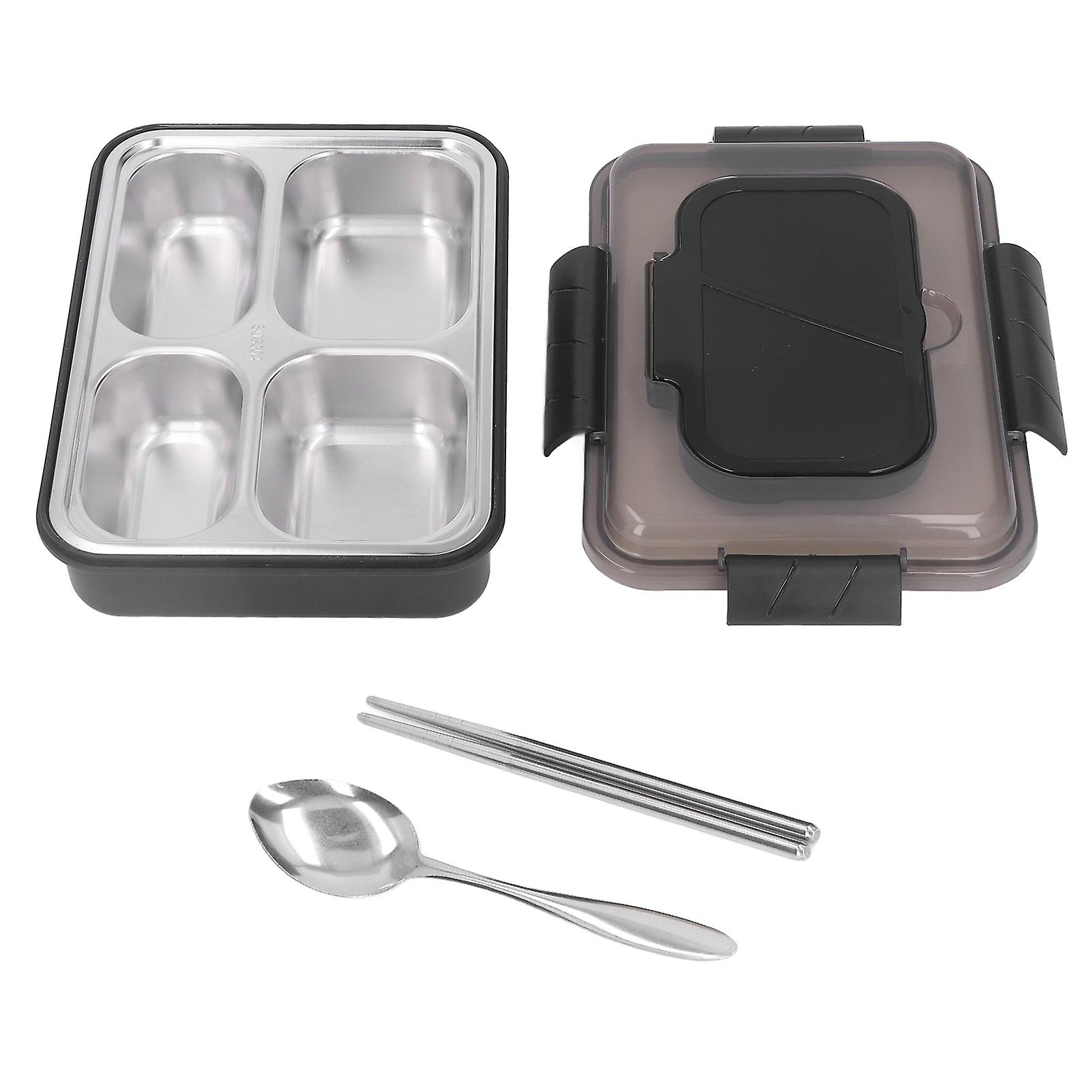 Lunch Box, 4 Compartments, Leak Resistant, Spoon Chopsticks