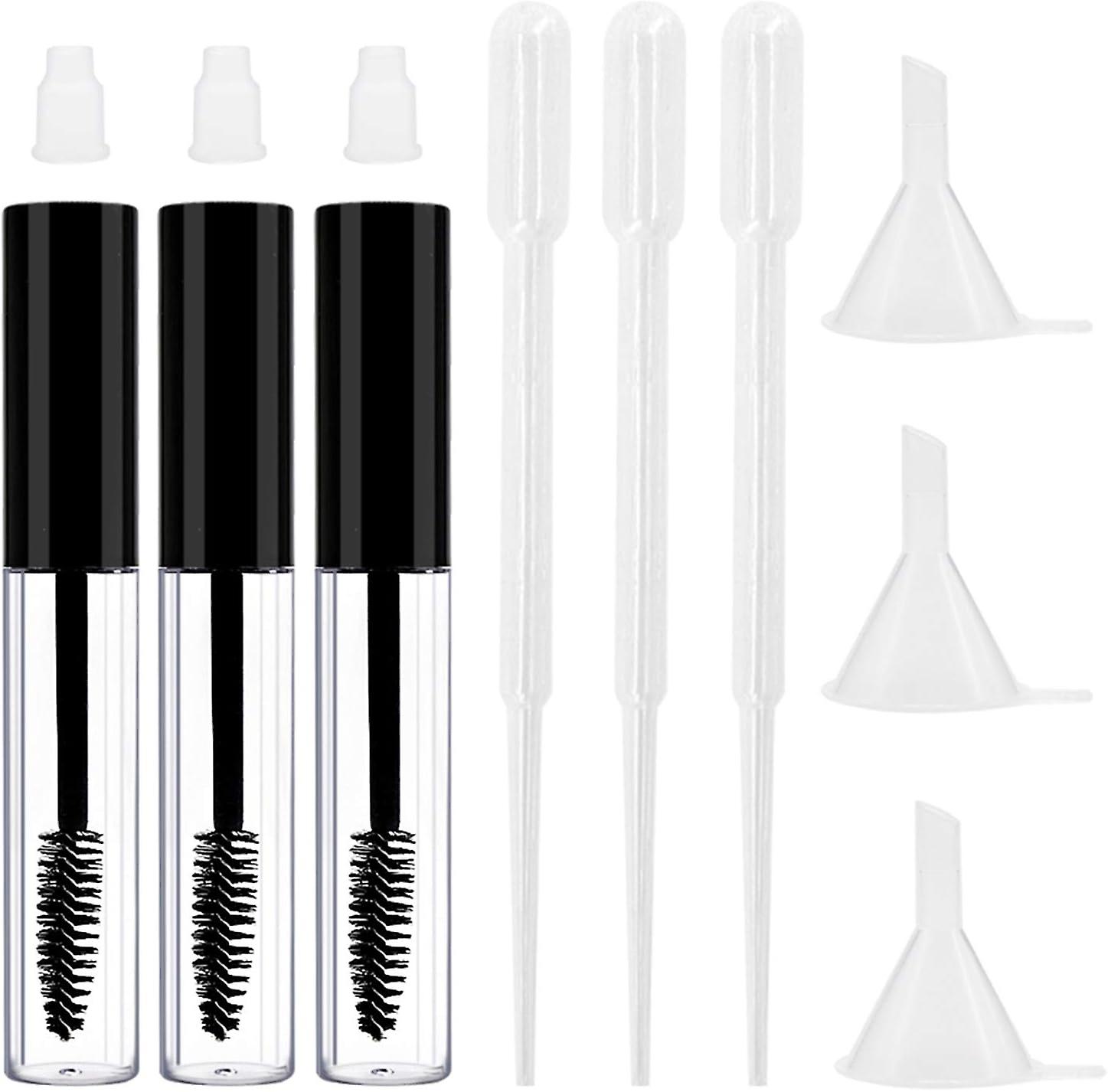 3pcs 8ml Empty Mascara Tubes With Wand, Rubber Insert And Castor Oil Funnel, Ideal Kit For Diy Makeu