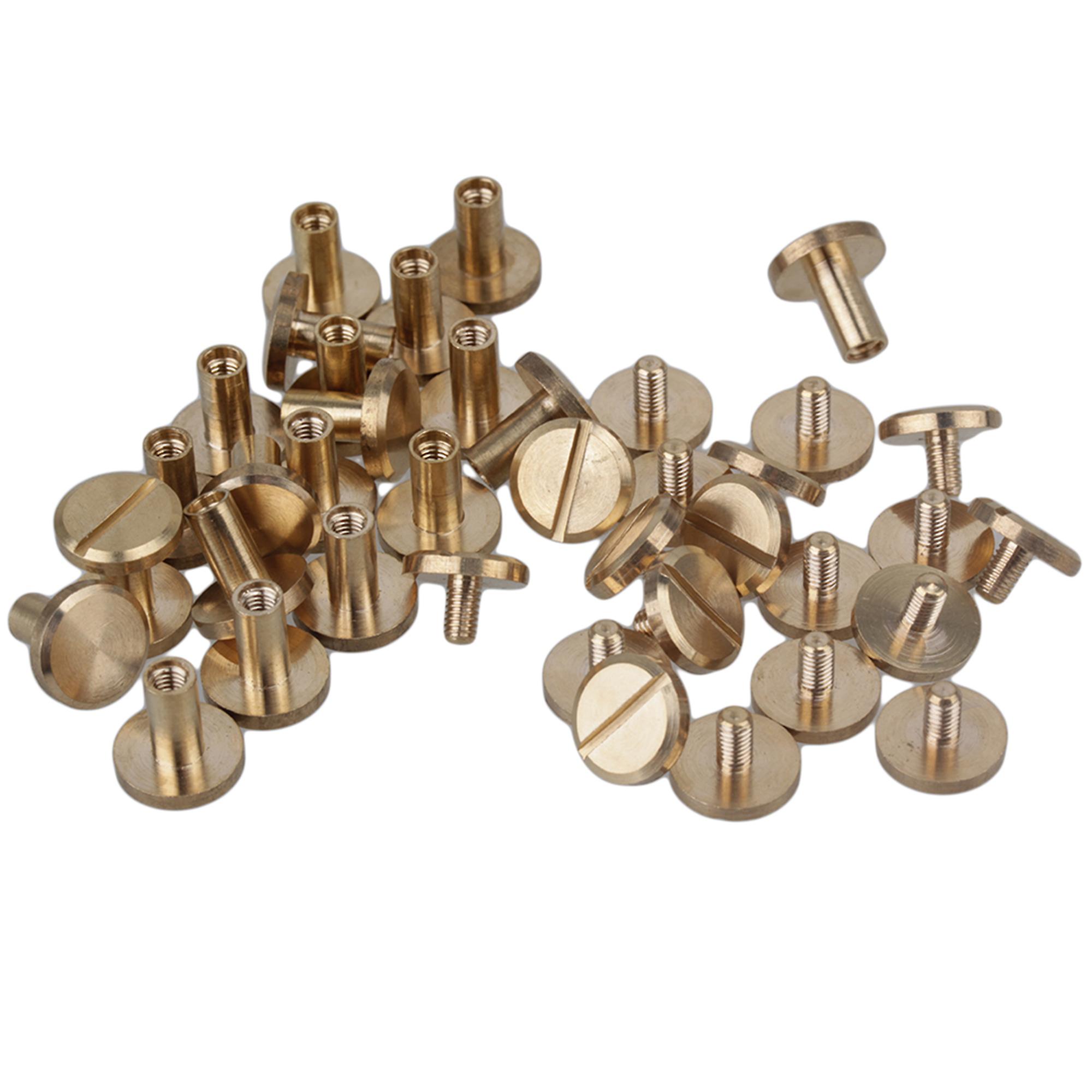 20x Leather Craft Solid Brass Rivets Flat Chicago Binder Screws 10x4x6mm