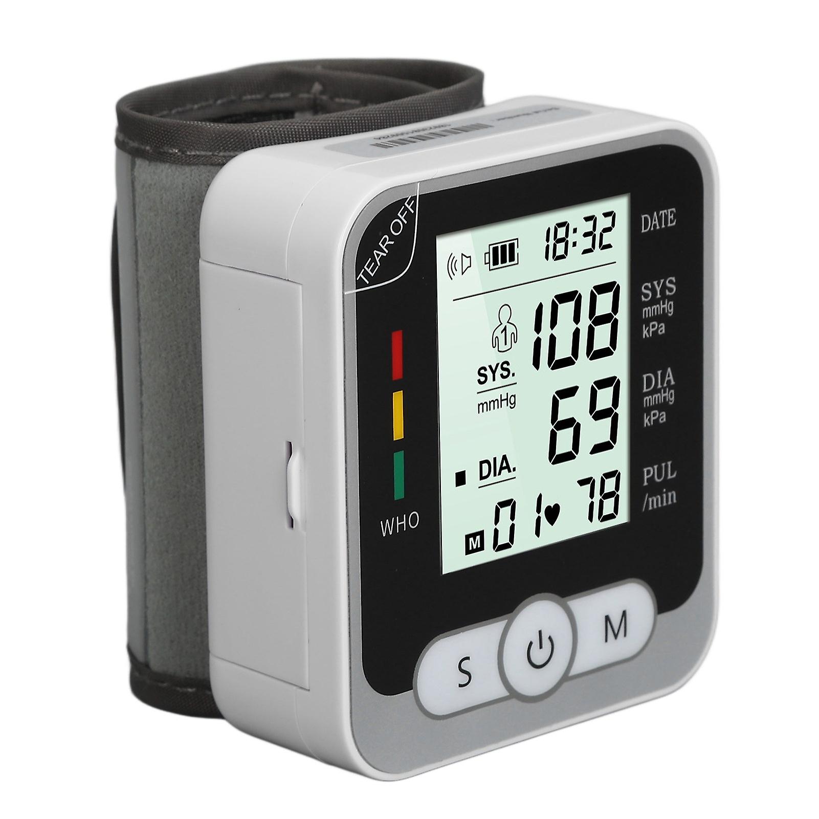 Automatic Wrist Blood Pressure Monitor Digital One Button Blood Pressure Monitor Machine with Storage Case for Home Use With Voice