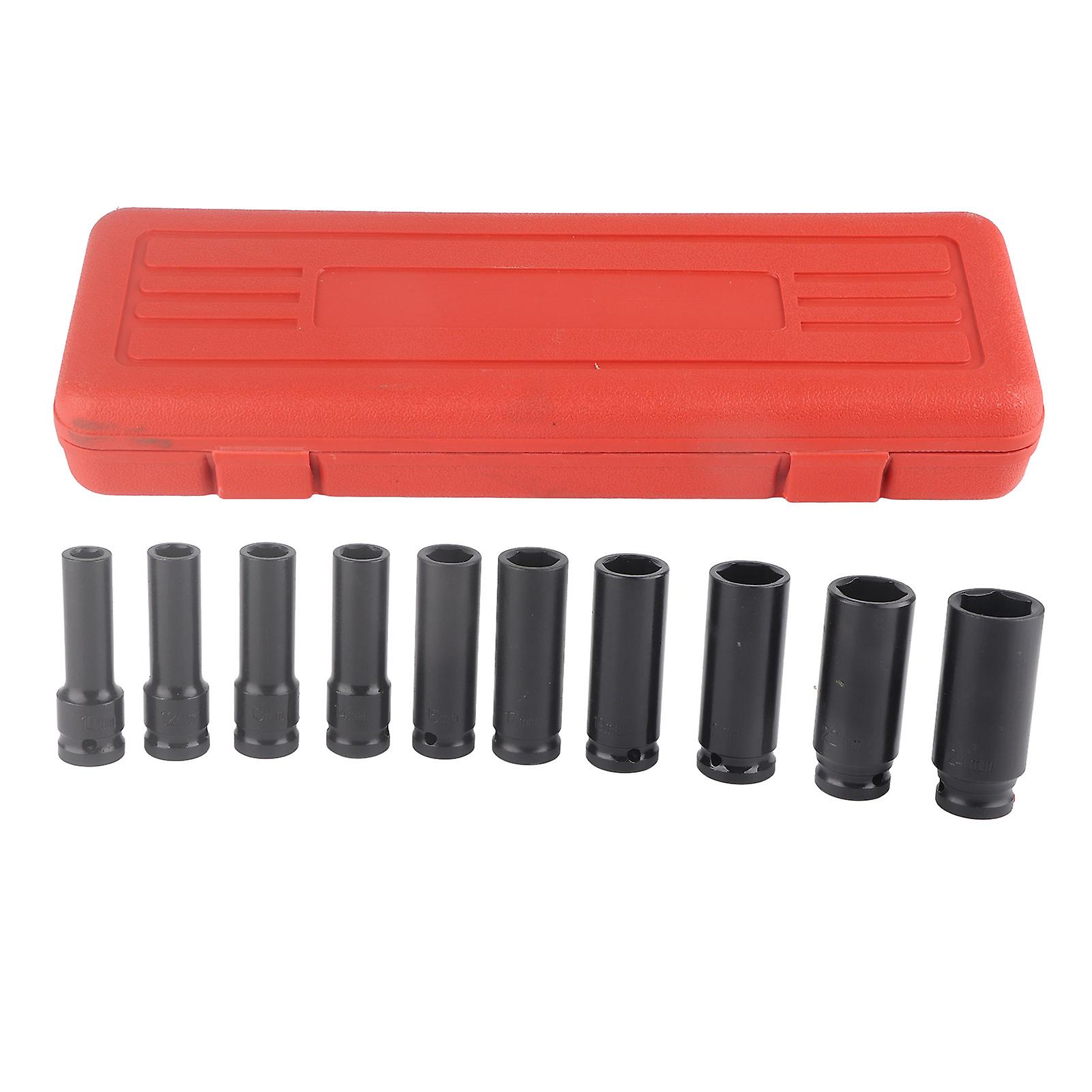 Impact socket set 10pcs 1/2 inch deep 6 point for professional repair