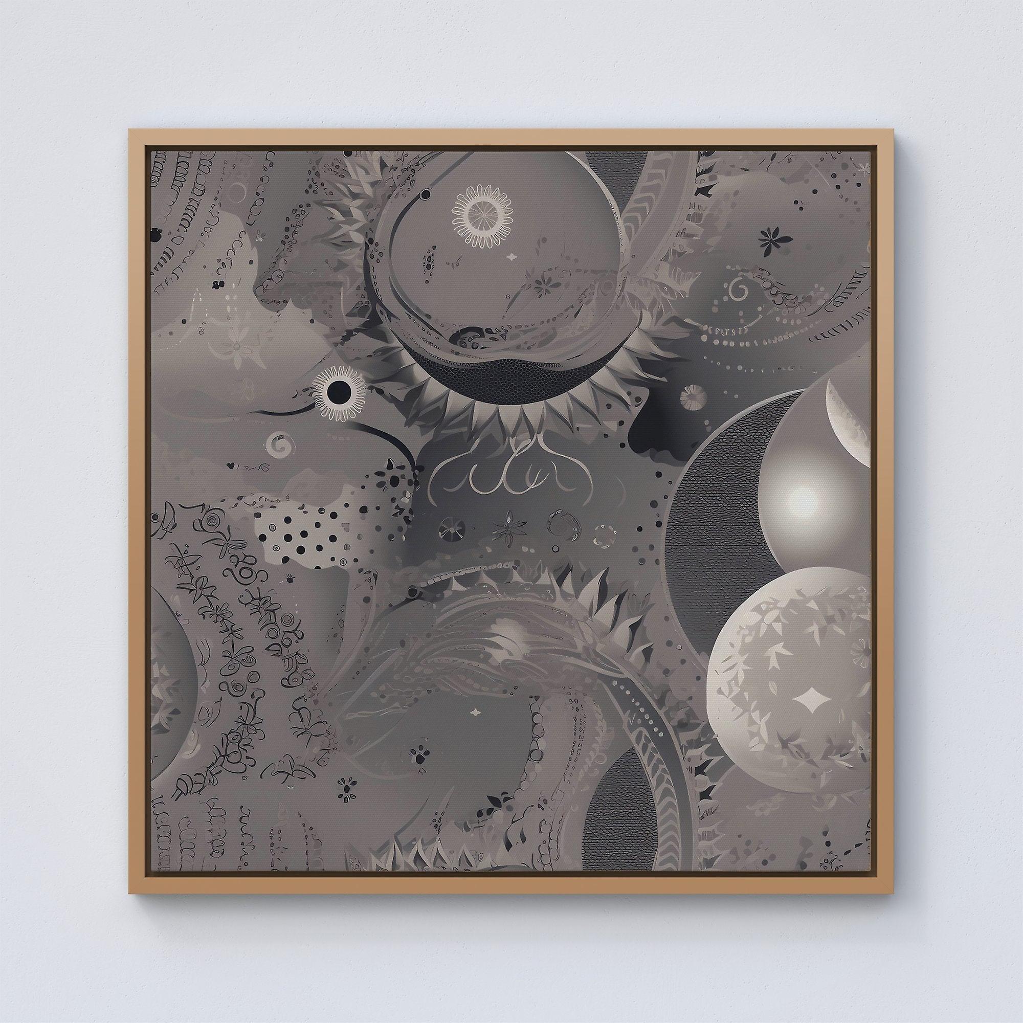 Abstract Moon Shapes Framed Canvas