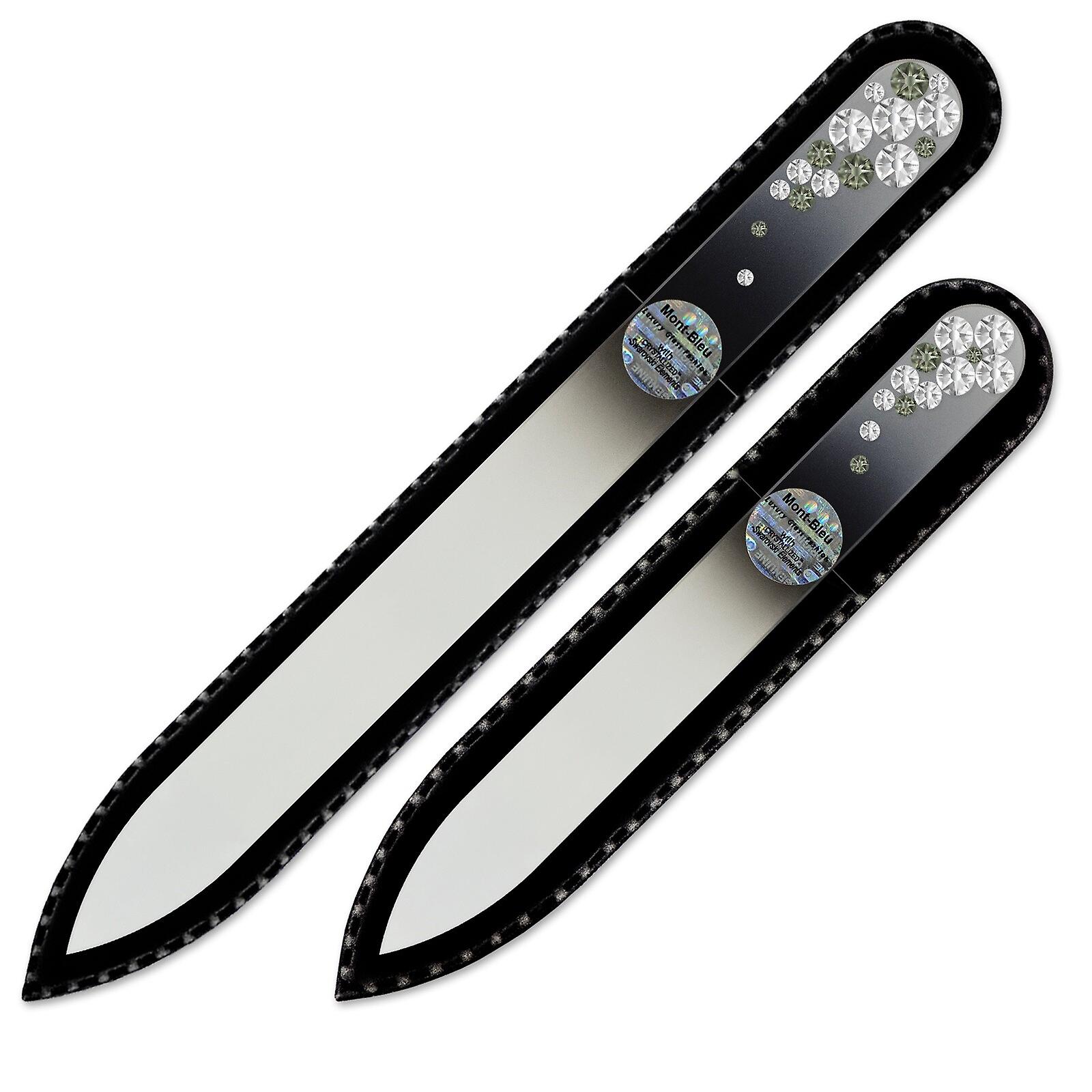 Set of 2 Czech Color Glass Nail Files with crystals BC-MS - Crystal