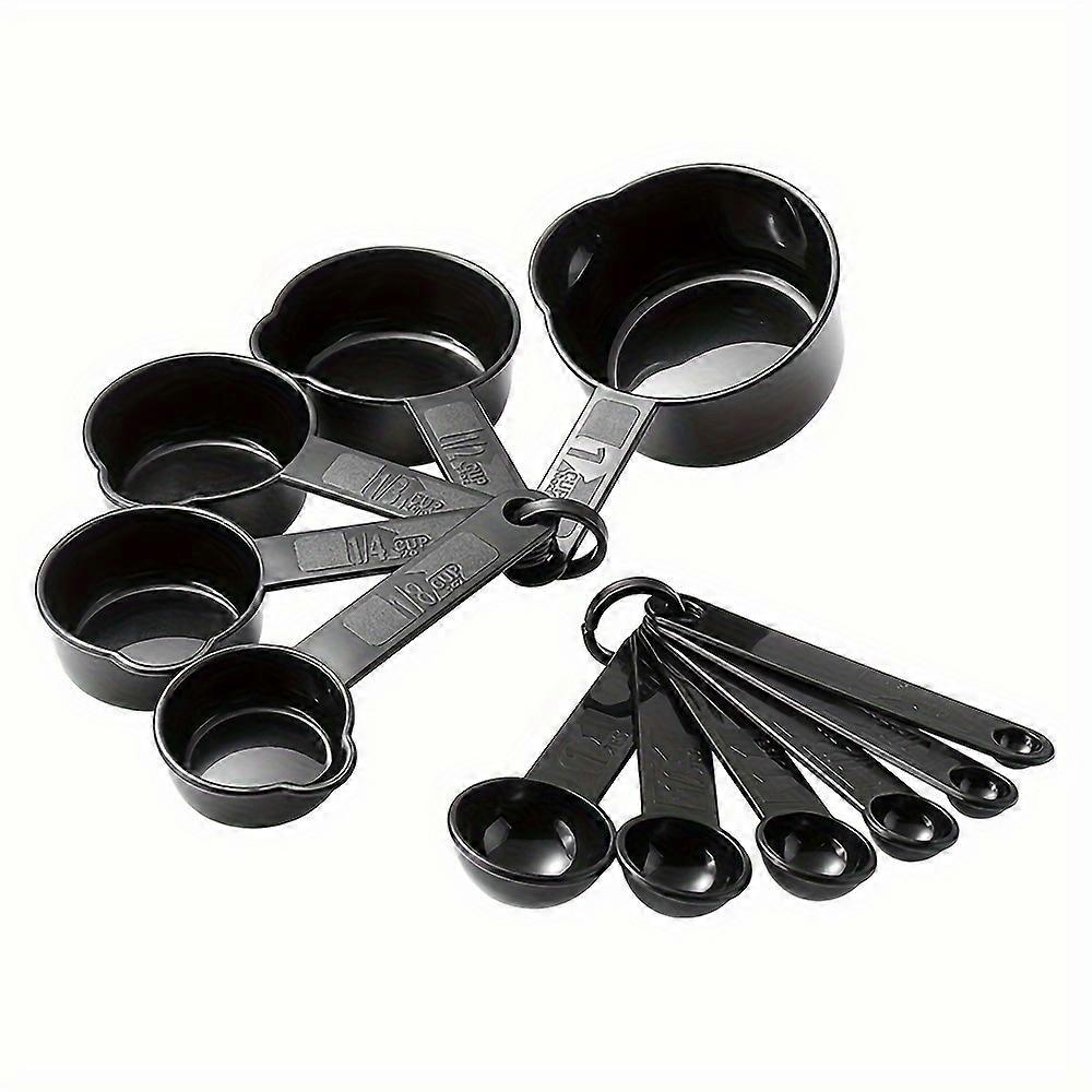 11 Measuring Cups and Spoons Set - Space-Saving Stackable Design, Convenient Nesting Feature, Durable Plastic Material - Essential Kitchen Gadgets for