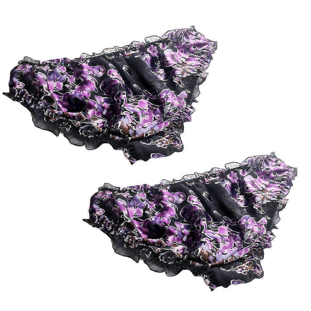 2 حزمة الحرير الملابس الداخلية المرأة التوت الحرير سراويل كشكش بيكيني شفاف المطبوعة بالإضافة إلى حجم سراويل