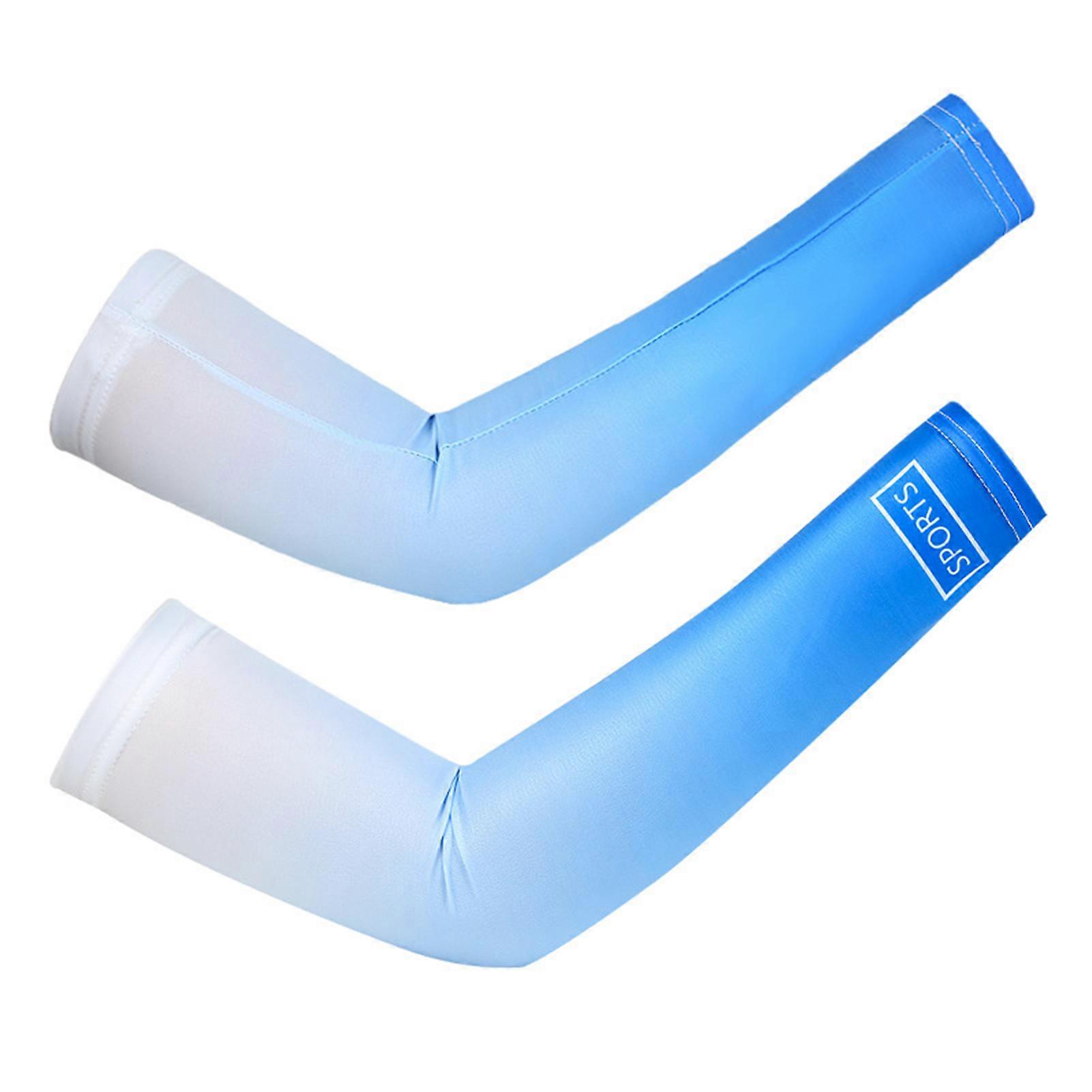 1 Pair Unisex Ice Silk Sleeves Thin Anti-UV Sun Protection Gradient Color Quick-drying Breathable High Elasticity Anti-slip Cycling Outdoor Fishing Co