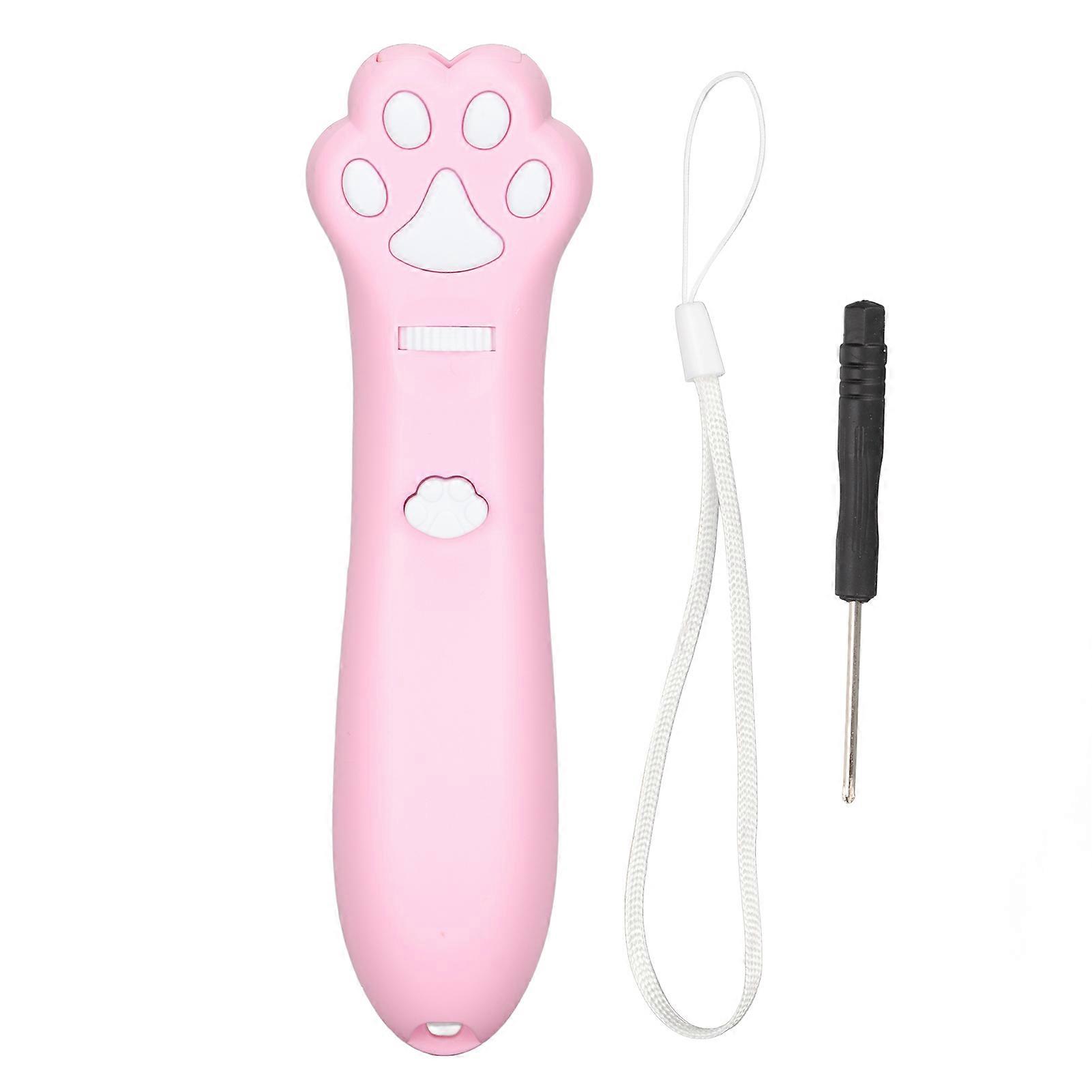 Interactive Cat Toy Teaser Wand Cat Paw Pattern Battery Powered Detachable Red Laser Funny Cat Stick for Cats Pink