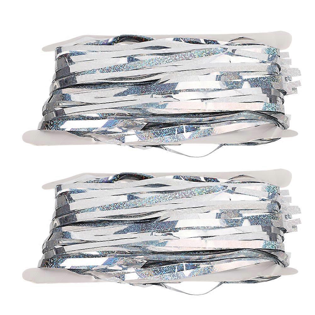 2 كيس من خلفية الجدار ليزر هامش المطر شرابة ستارة الديكور الحزب 1x1.8m / 3.3x5.9ftفضي