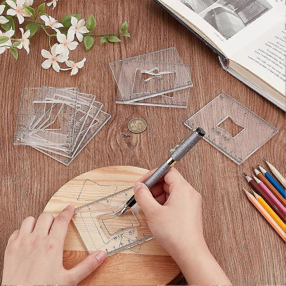PH PandaHall 8-Pack Acrylic Router Templates – Circle Inlay Templates With Inch/cm Scales For Woodworking, Sewing, And Craft Projects