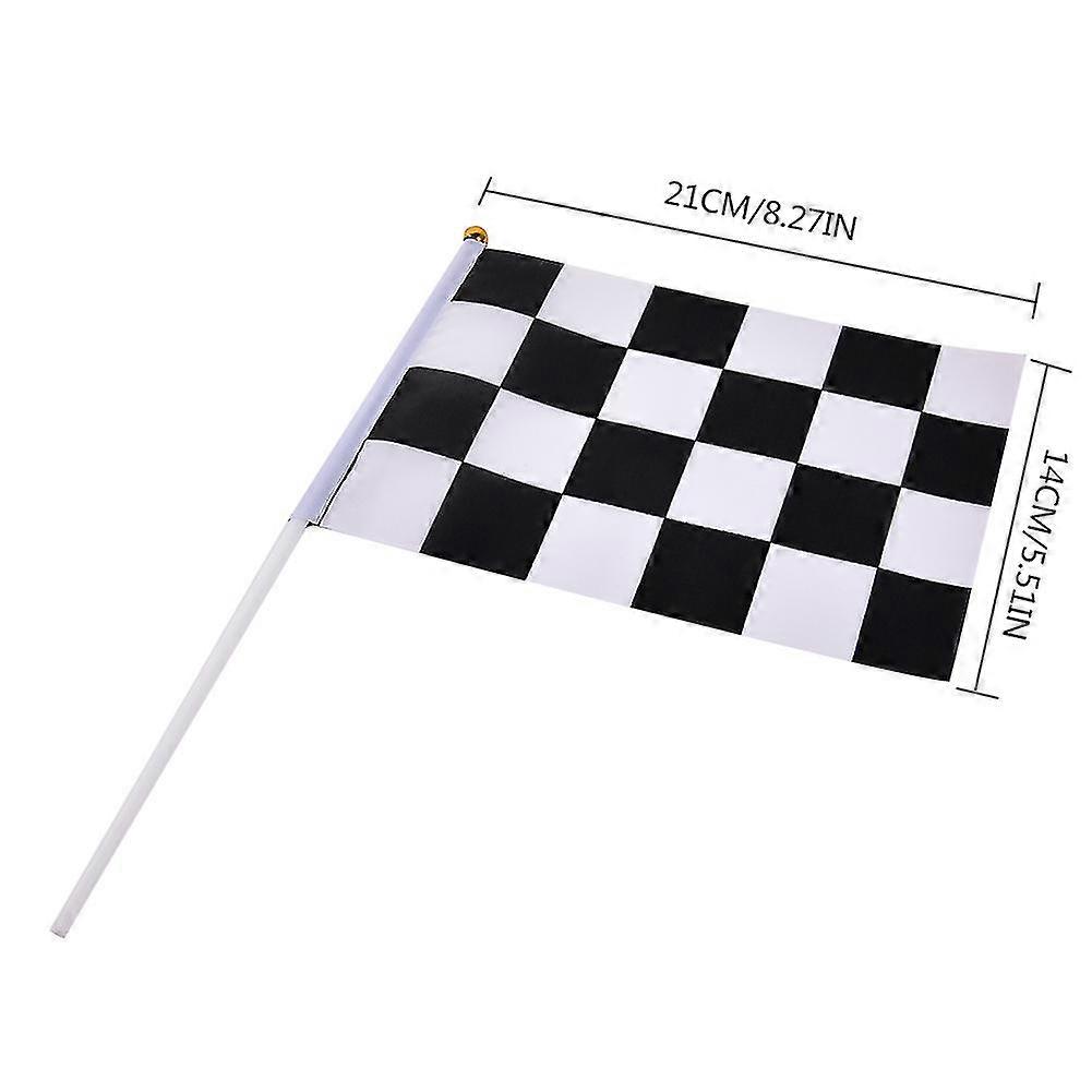 10pcs Checkered Flags Racing Polyester Flags Black And White Flag For Racing Party Sport Events 14*21cm