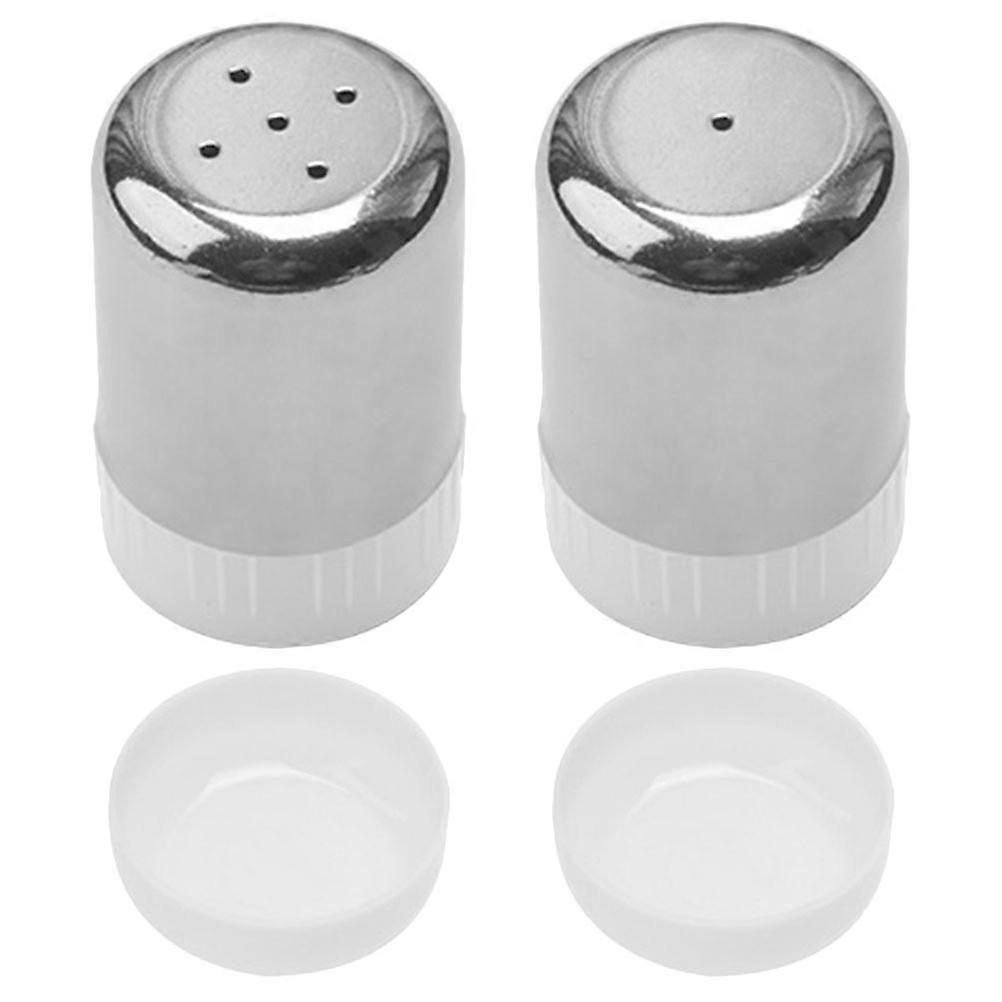 2pcs Stainless Steel Salt Jar Kitchen Condiment Container Pepper Shaker