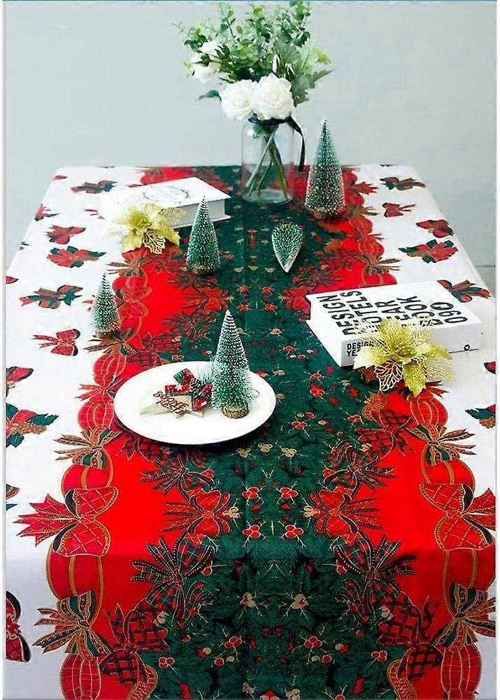 Rectangular Christmas Tablecloth Polyester 150 * 180cm Christmas Tree Patterns for Christmas Table Decoration (A) (A)