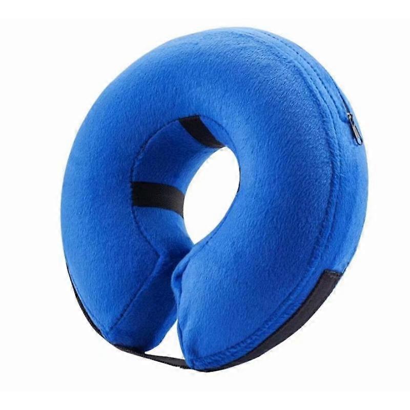 Adjustable inflatable protective collar for pet cats and dogs (blue M)