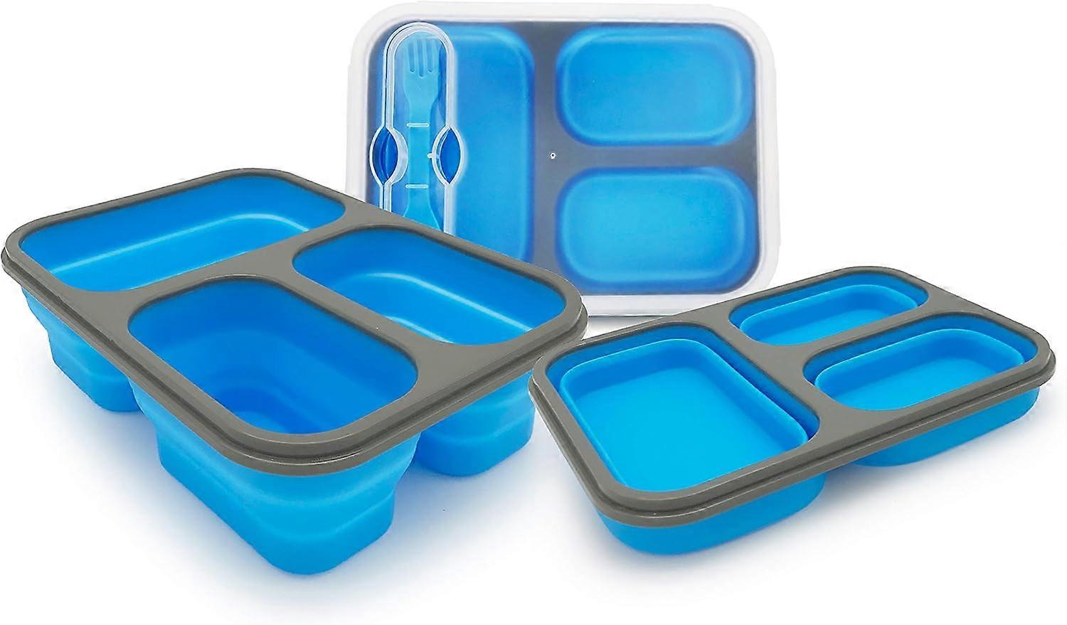 Foldable bento bento box (1 pc) suitable for ladies and children, with fork and lid BPA-free, foldab
