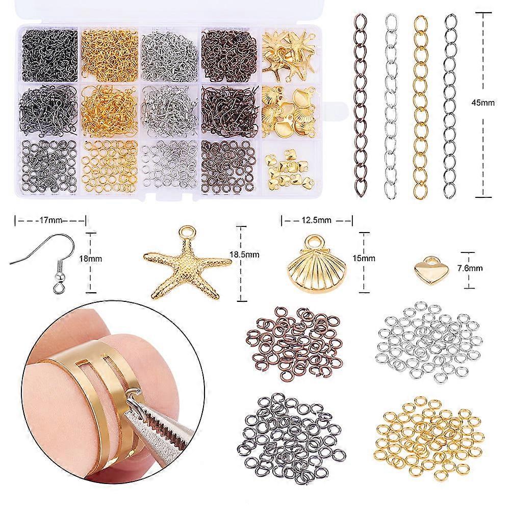 1box DIY Dangle Earring Making with Brass Earring Hooks Jump Rings Iron Chain Extender Alloy Charms