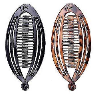 2 Pack Banana Clip Hair Classic Girls Ponytail Holder Interlocking Banana Combs Fashion Durable Styling Hair Accessories