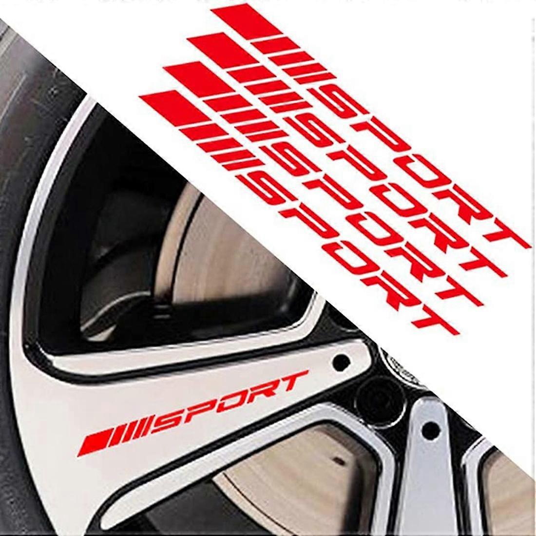 4x Sport Logo Strip Car Rims Wheel Hub Racing Sticker Graphic Decals – Glossy PET, 10cm X 0.7cm (Easy Install)
