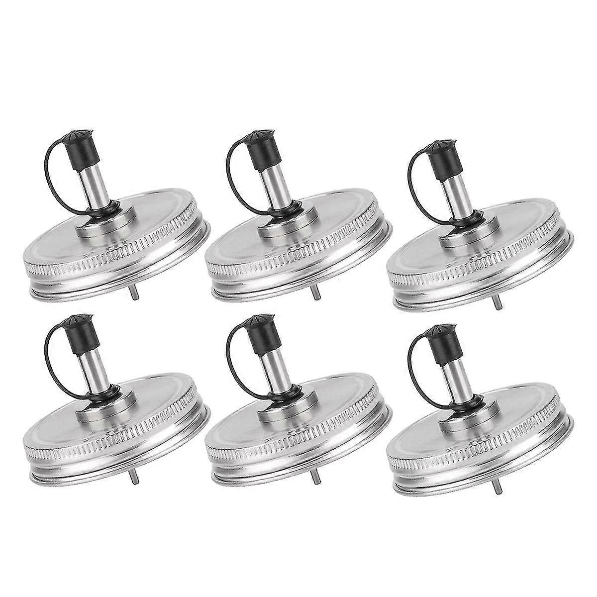 6pcs regular mouth mason jar pour spout lids with plastic caps