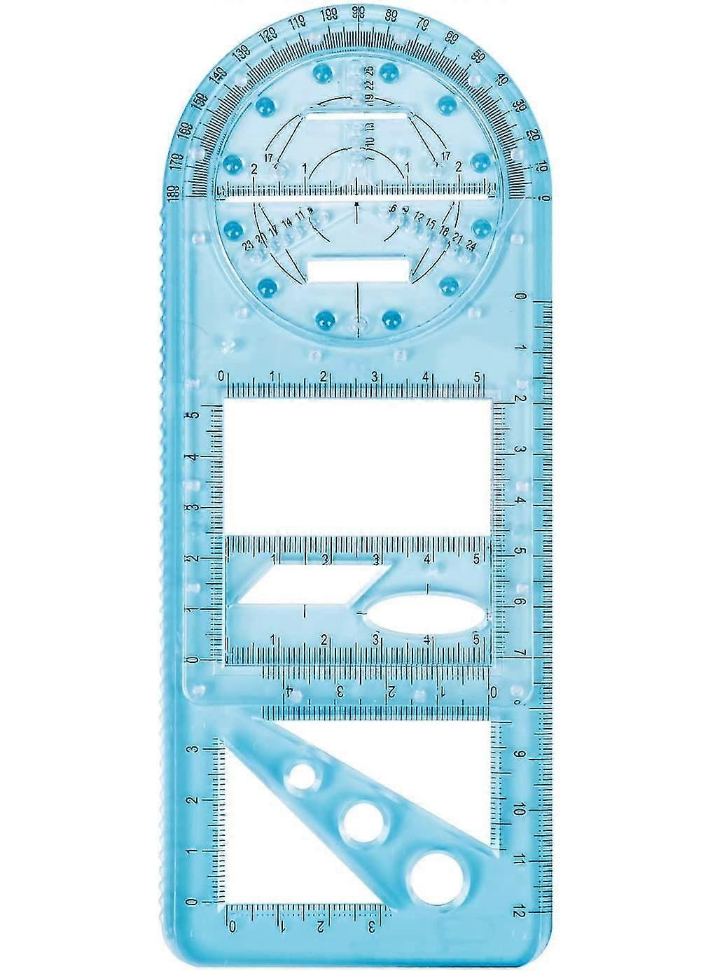 Multifunctional Geometric Ruler, Multi-Function Drawing Ruler with Geometric Figures