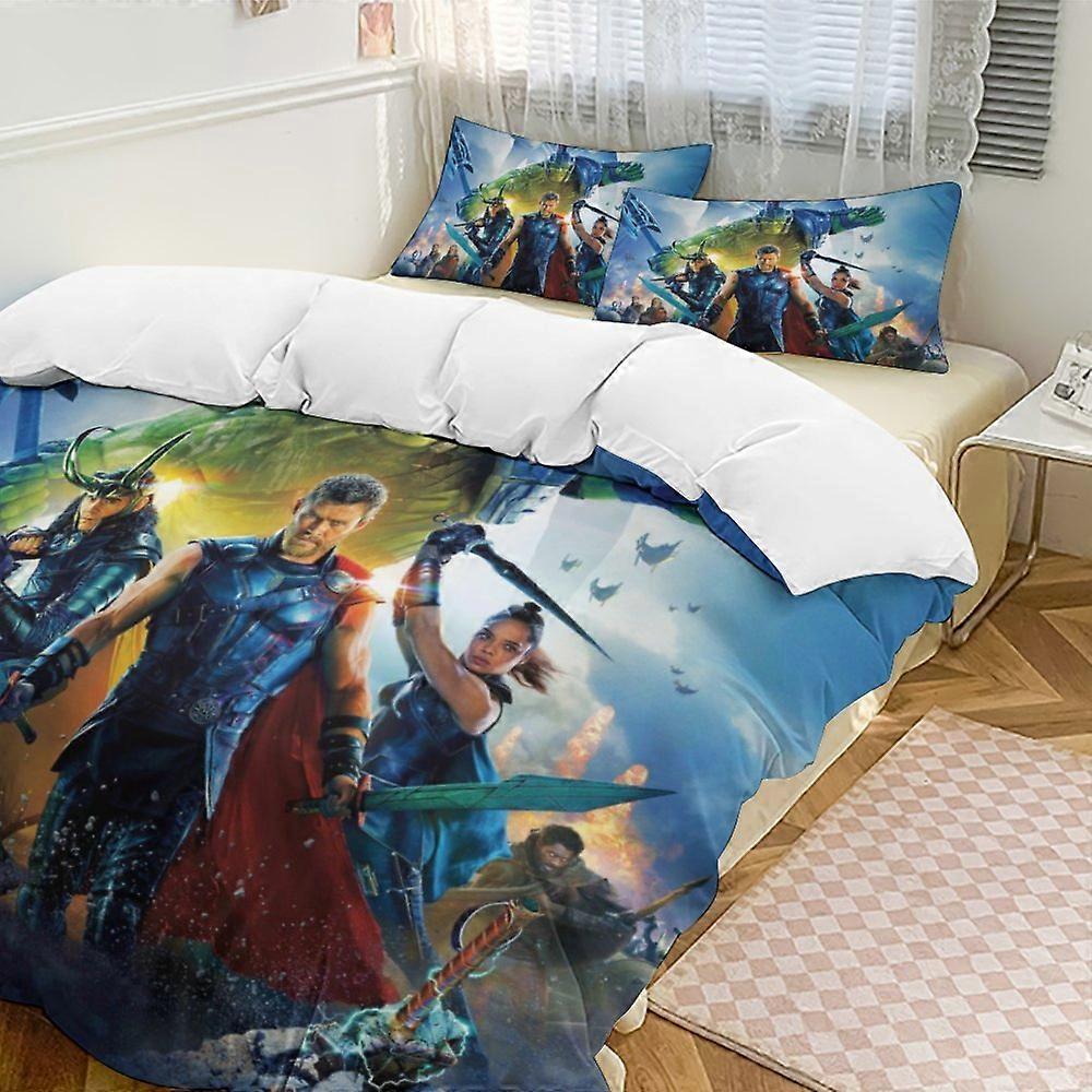 c384 Thor Conjuntos de edredom de cama, conjunto de cama de 3 peças Conjunto de cama macio e quente com 1 capa de edredom e 2 fronhas para quarto durante toda a temporada hno384