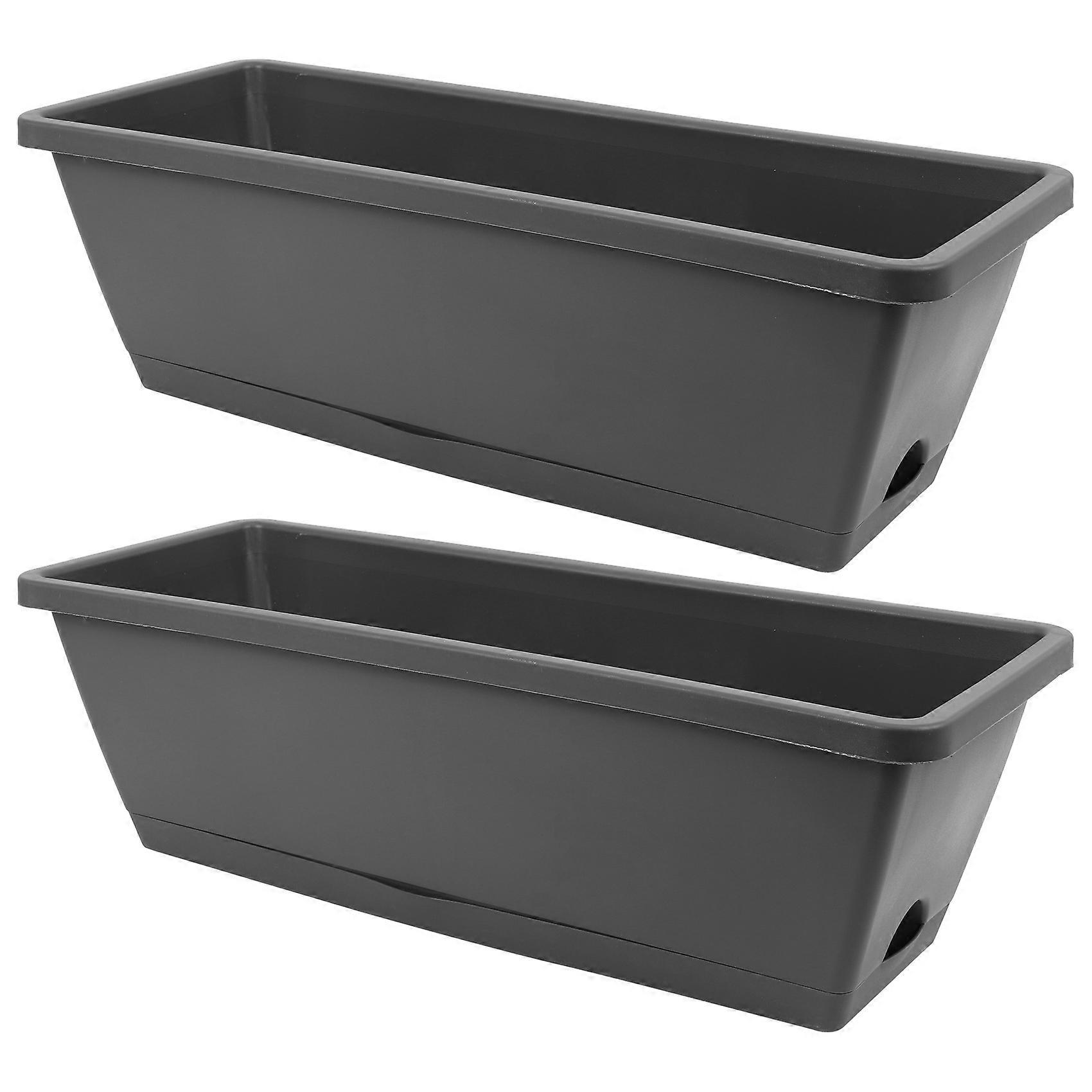 2 Packs Watering Planters Rectangular Plant Pot, Modern Decorative Flower Pot/Window Box for All Ho