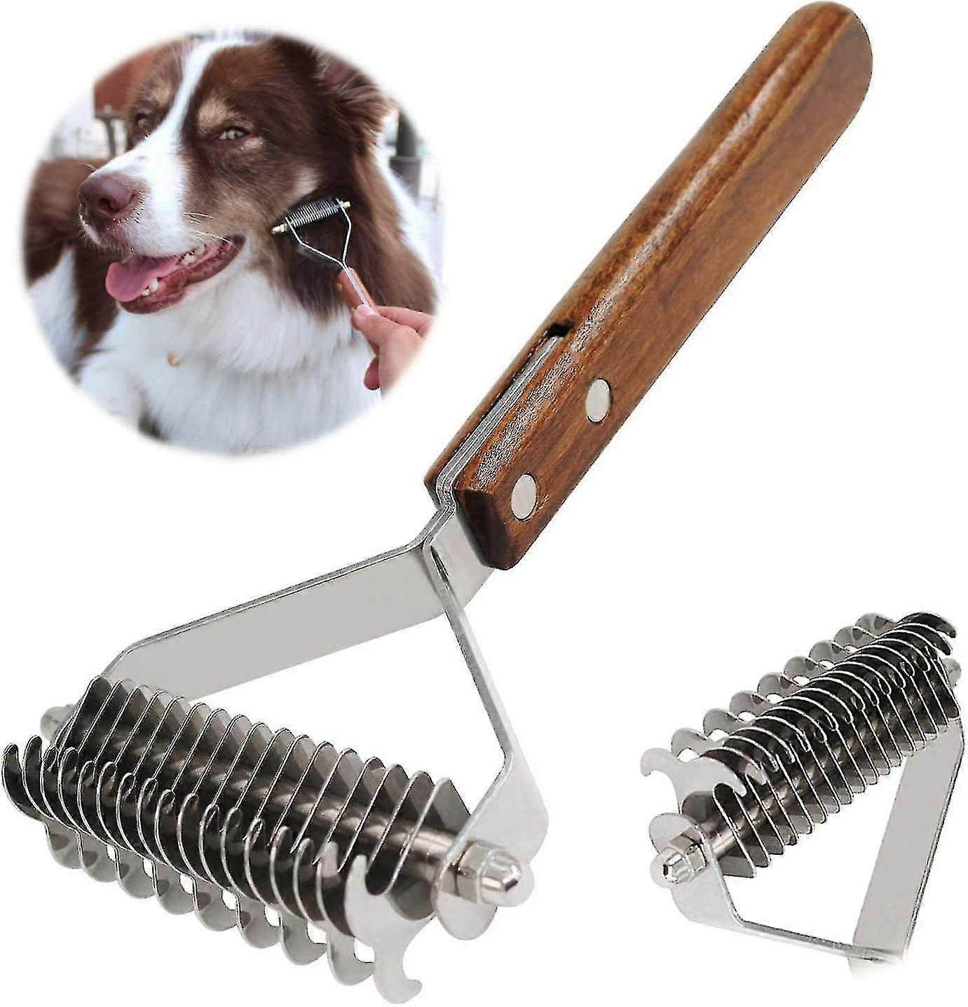 Coat King Rake Pet Undercoat Rake Dog Dematting Comb Pet Grooming Brush Deshedding Tool 17+9 Double Sided Teeth Undercoat Rake (dual) Tw