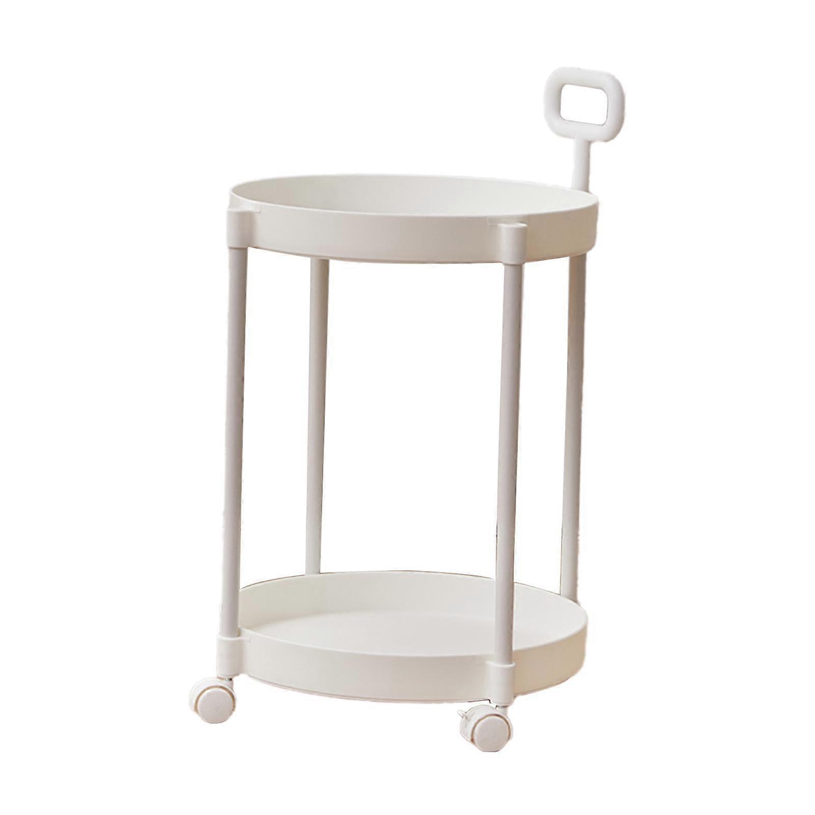 Side Table with Wheels Practical Sofa Table Multipurpose Simple Utility Cart White