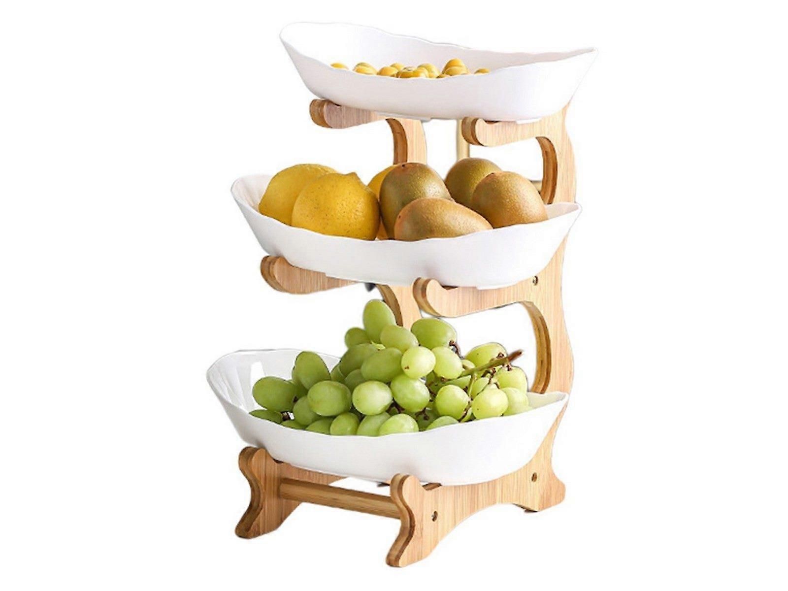 3 Tiers Plastic Fruit Plate with Frame Holder White