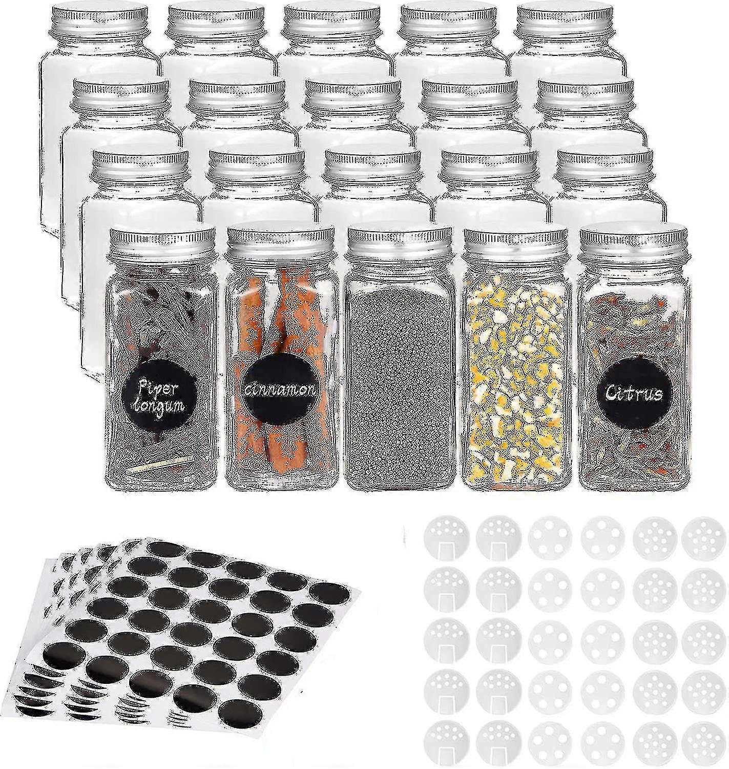 12pcs Square Spice Jar Kitchen Spice Container With Lid Glass Spice Jar