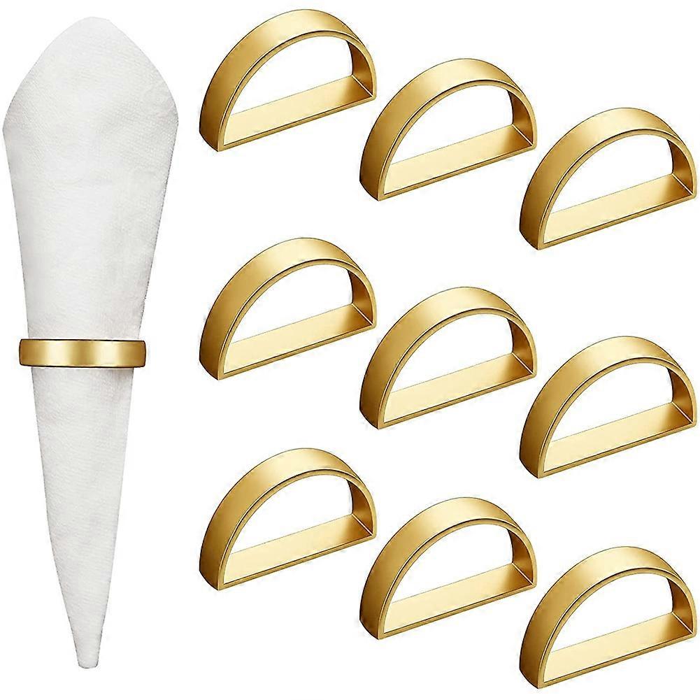 10 stycken guldfärgade servettringar i metall, modern design, ringhållare i metall, halvcirkelformad