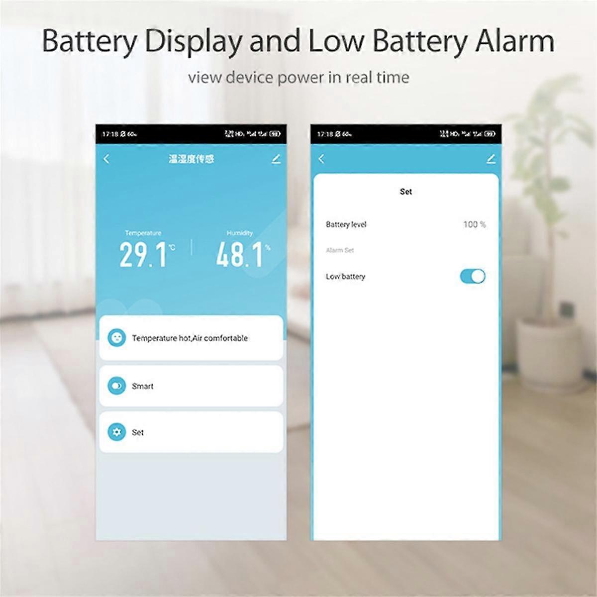 WiFi Hygrometer Thermometer Sensor Smart Temperature Humidity Monitor, Home Kit Voice Control Suppo