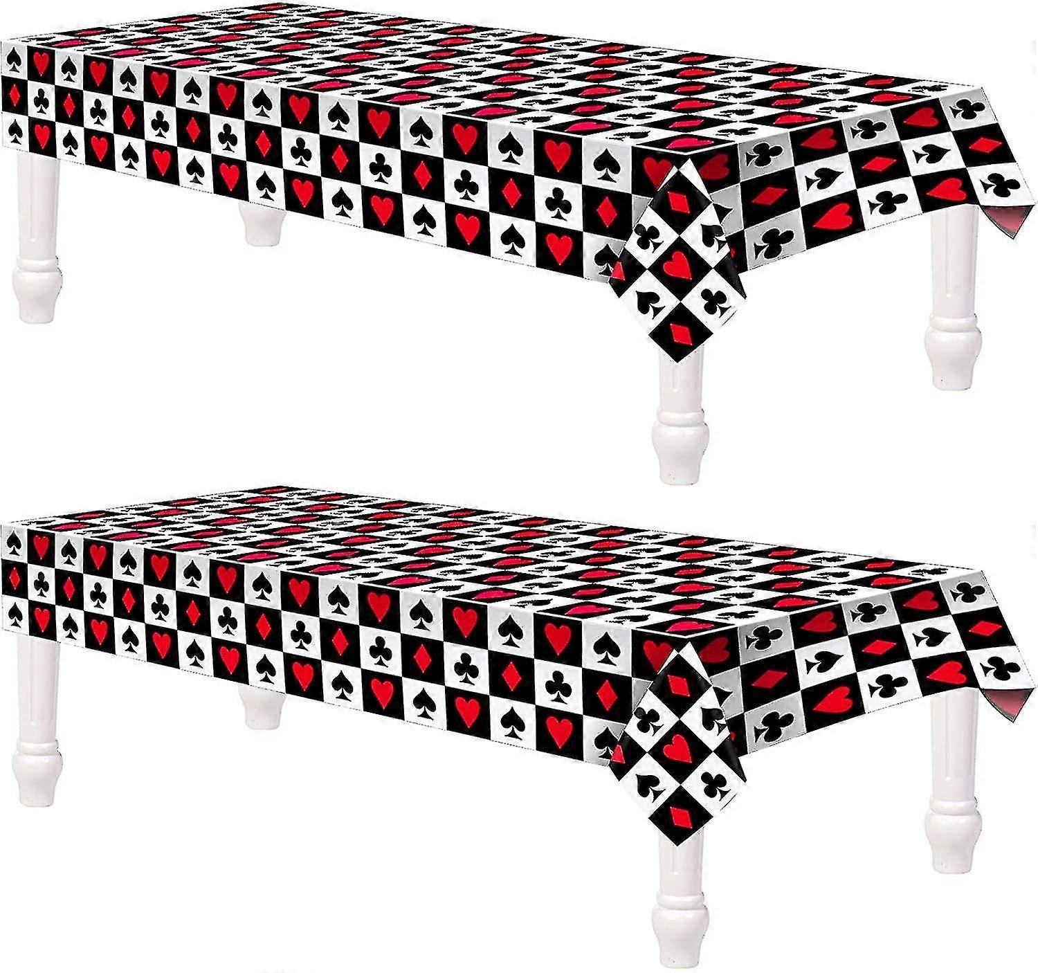 2 Pieces Casino Theme Party Decorations Poker Tablecloth Las Vegas Table Cover Casino Table Run