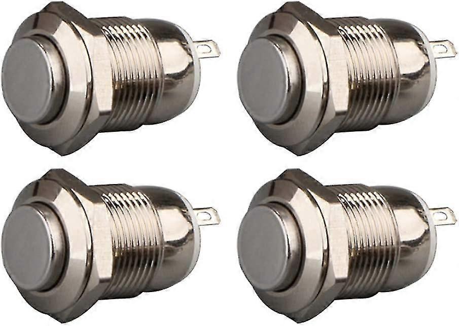 4pcs Momentary Push Button Waterproof Stainless Steel Push Button On Off 12mm 2a 12v / 24v / 125v / 250v (head Up)