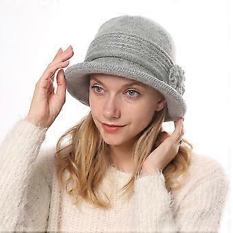Dzianinowa czapka beanie Kobiety Dziewczyna Zima Ciepła elegancka pluszowa podszewka Beanie Vintage Miękka czapka Grube kwiaty Czapka Cloche Wygodna sportowa czapka narciarska