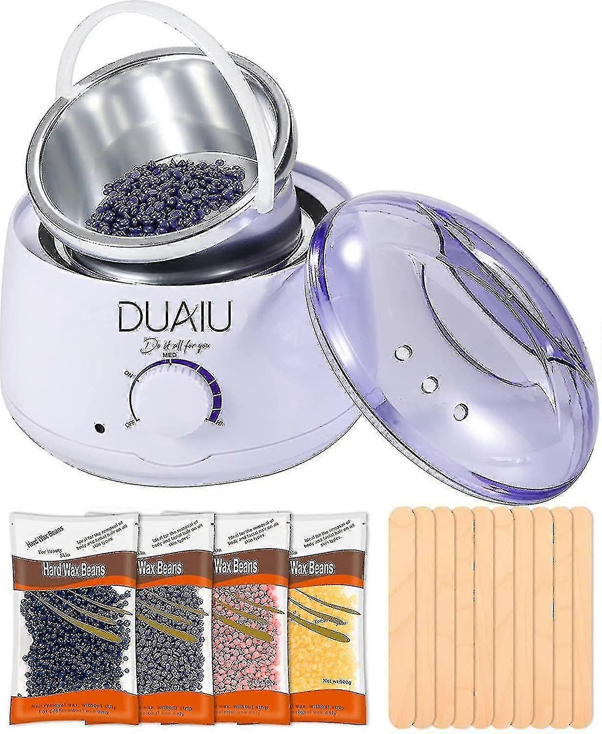 Waxing Kit Duaiu Wax Pot Home Including Professional Wax Warmer Wax Heater With 4 Pack Hard Wax Beans 10 Wooden Waxing Sticks Hair Removal Kit For Fac