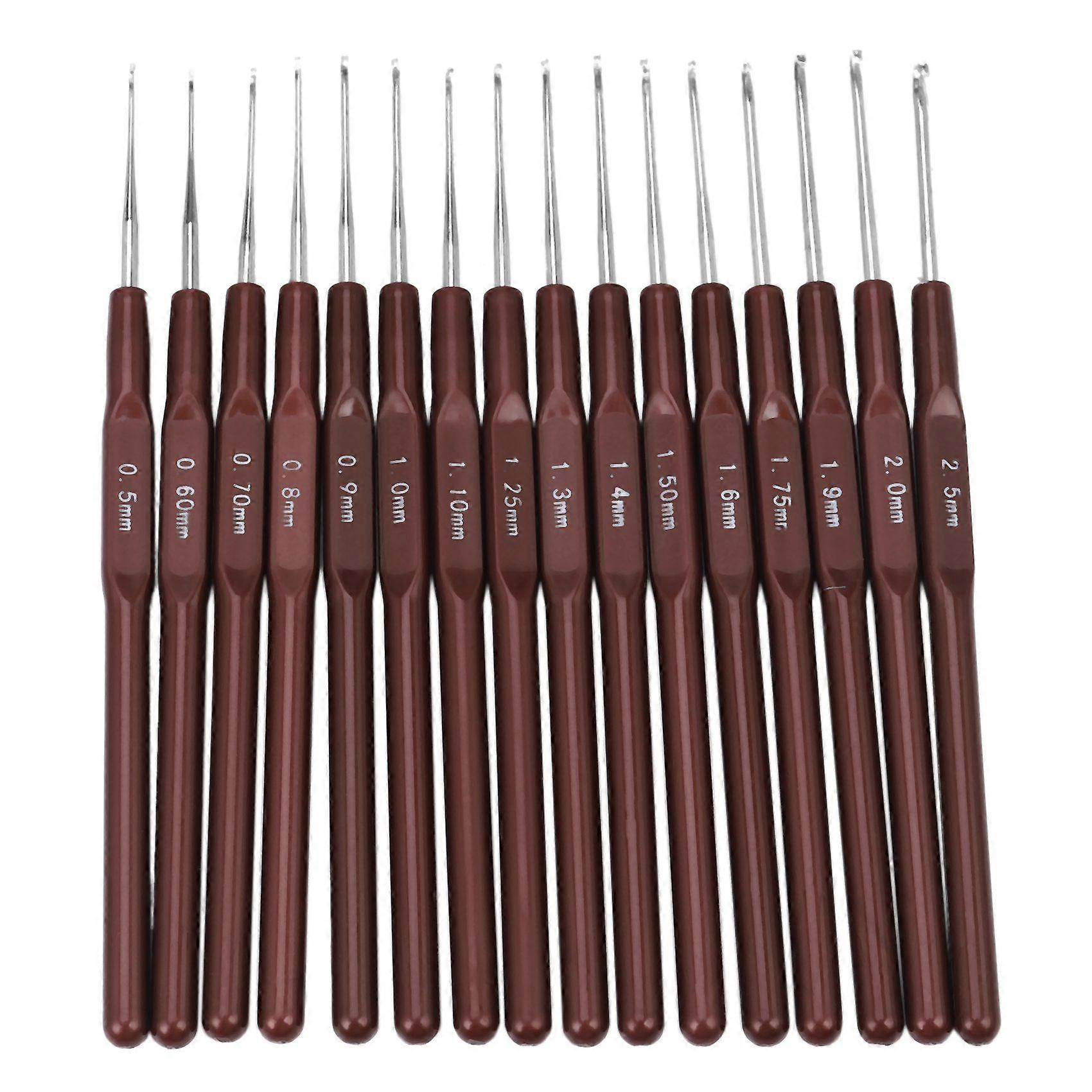 16pcs ABS Handle Crochet Hooks Handle Knitting Needles Set Crochetings and Knuckles 0.5mm-2.5mm 16