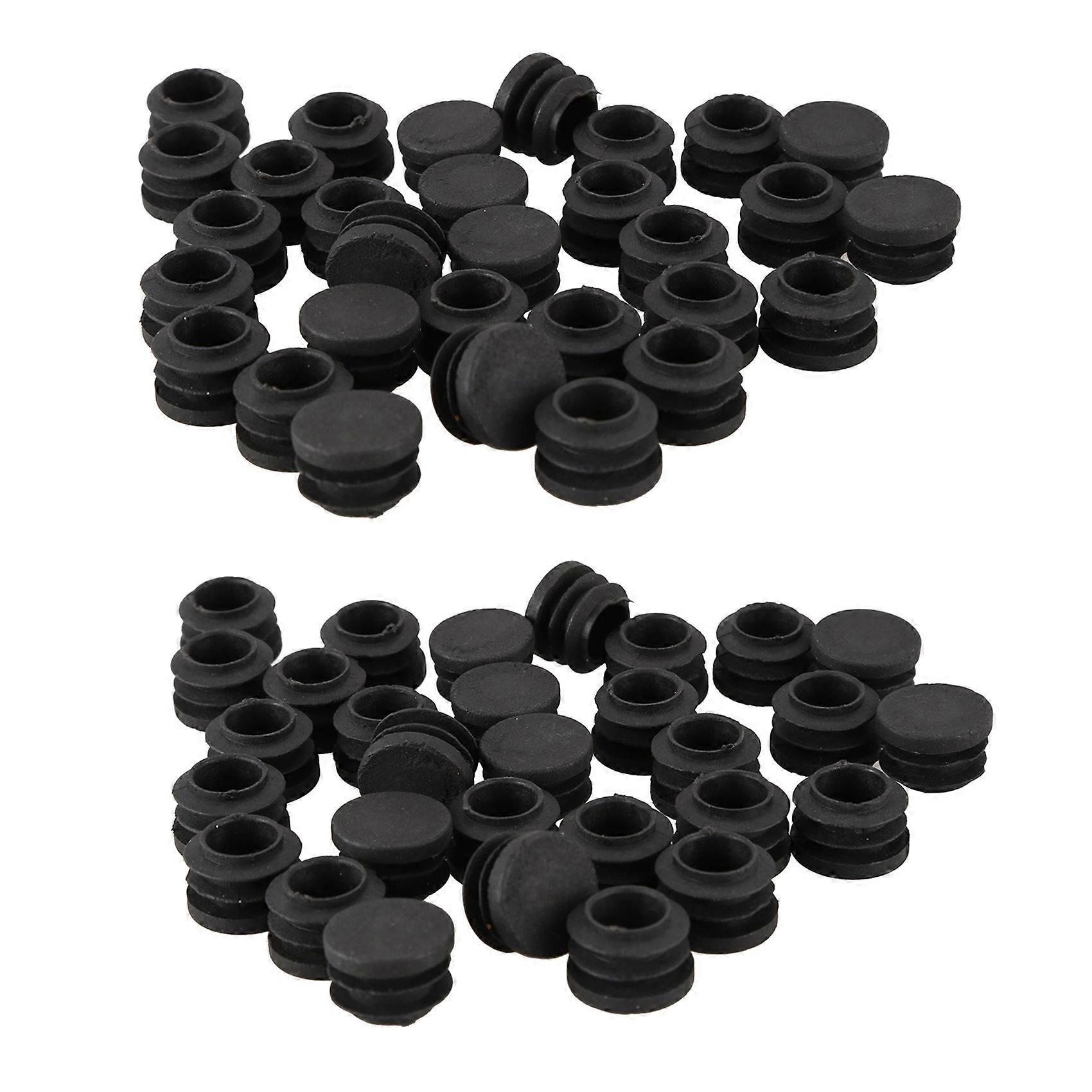 Round Table Chair Leg Tube Pipe Insert End Cap 19mm Dia 60pcs Black