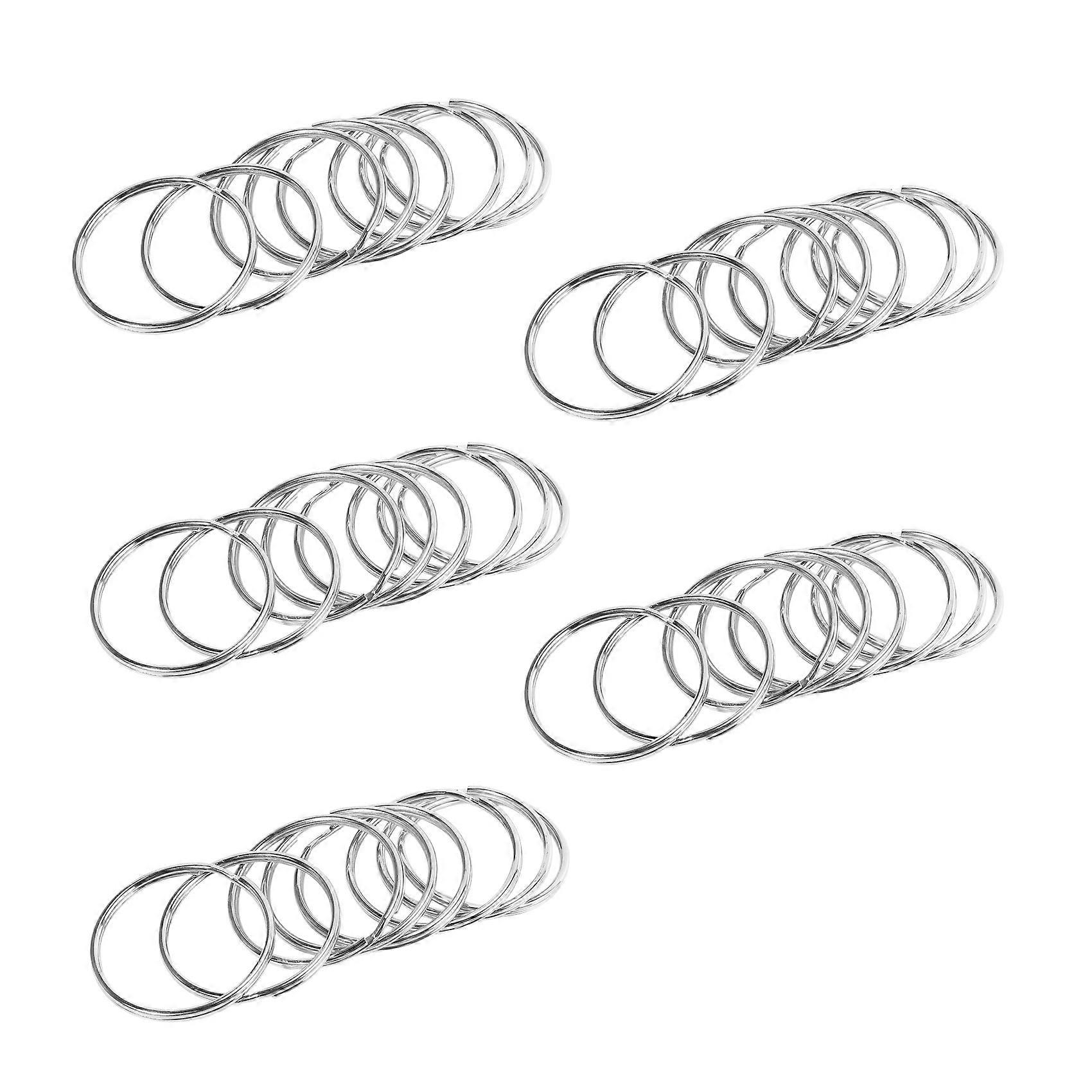50X Quality 50mm Keyring Split Ring Set Heavy Duty Large Nickel Key Loop Sprung Hoop