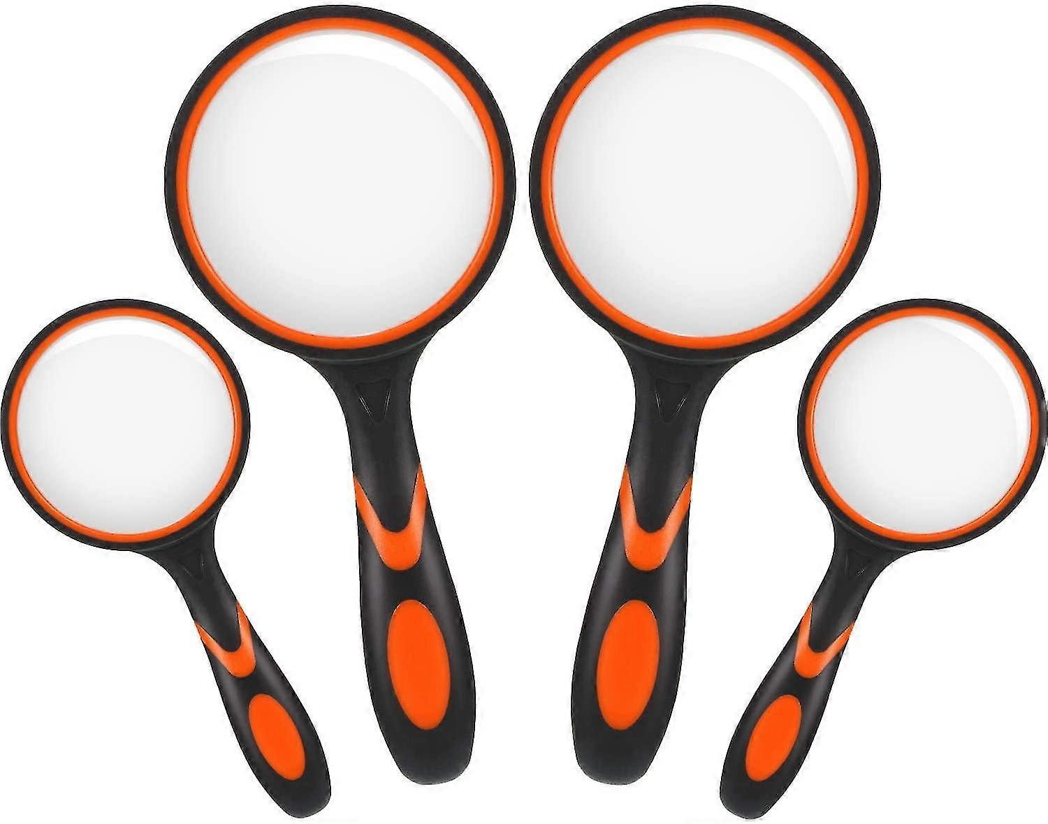 4 stuks vergrootglas, 4X en 10X handleesloep met antislip