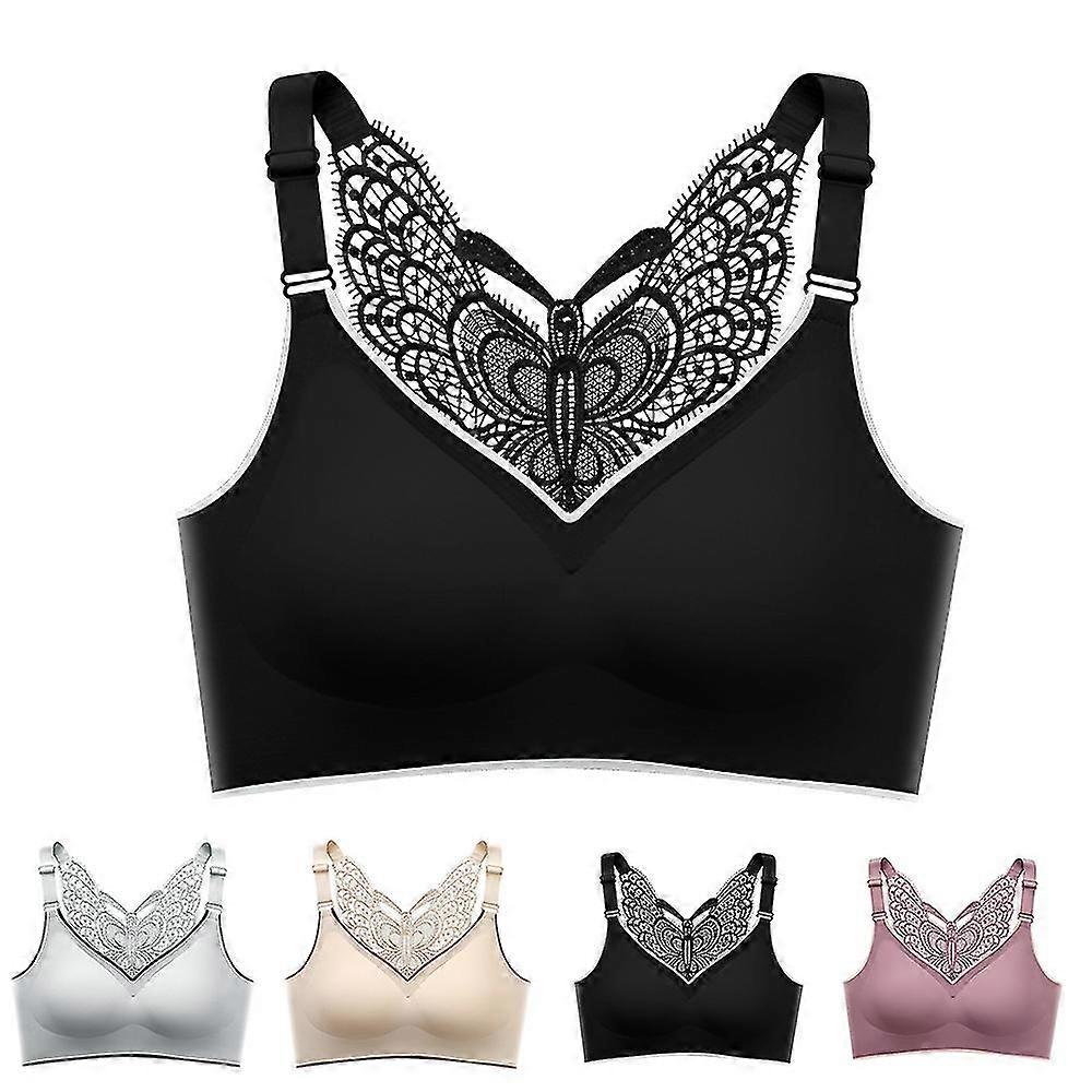 Naisten langattomat pitsi perhosrintaliivit alusvaatteet push up pehmustettu braletti säädettävät alusvaatteet
