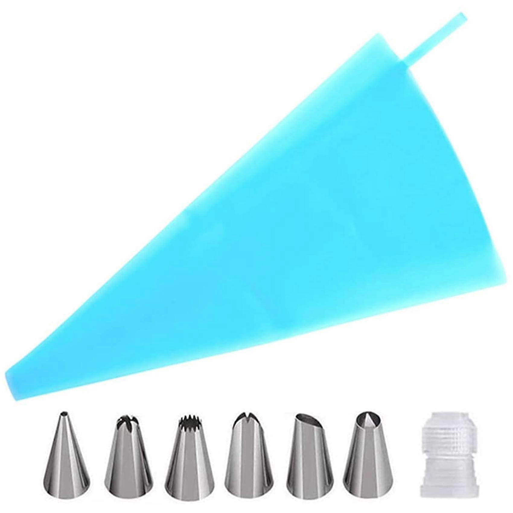 baking tools for beginners cake nozzles coupler and pastry bag-blue