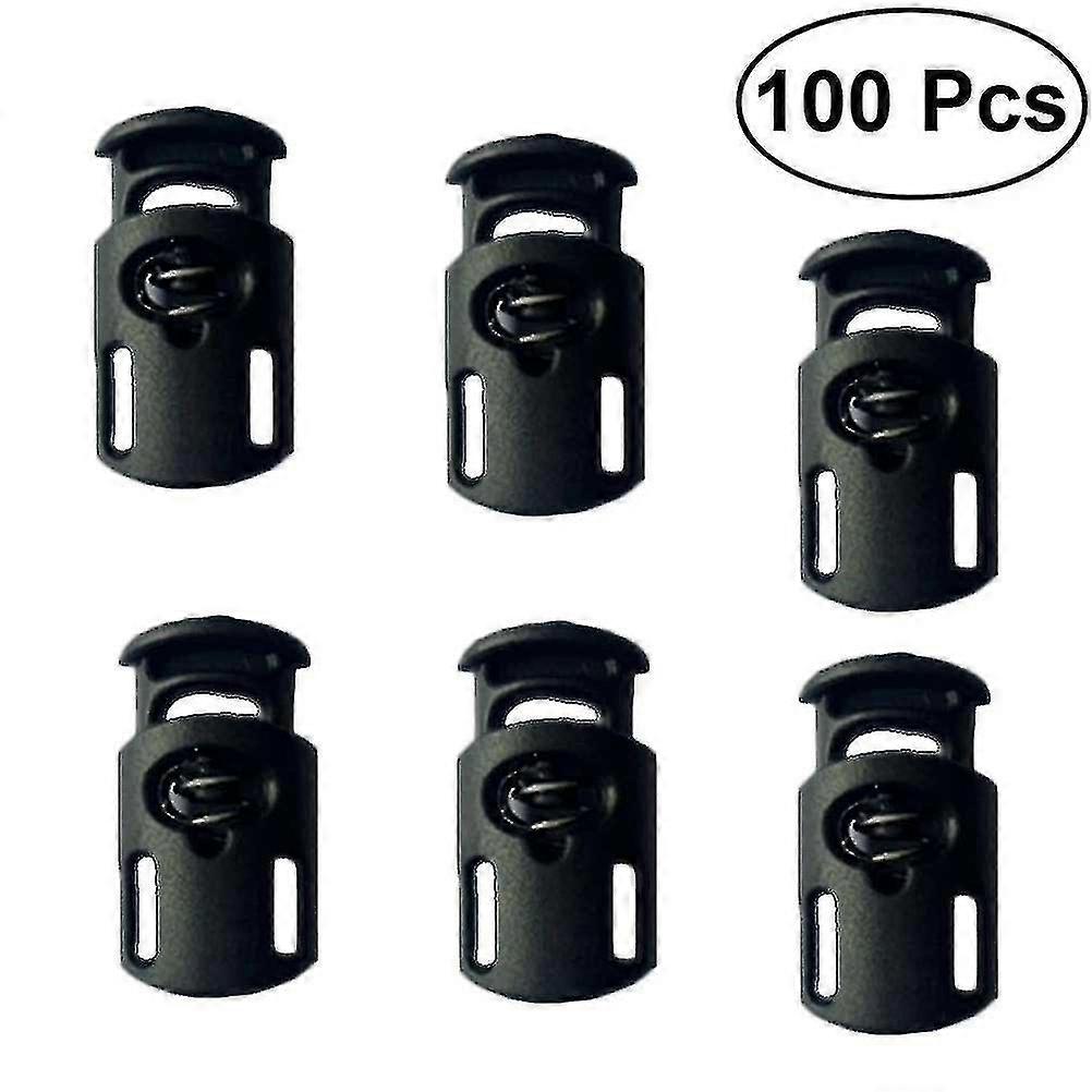 100 Pcs Plastic Single Hole Spring Stop Clothing Tent Drawstring Rope Toggle String Cord Locks End
