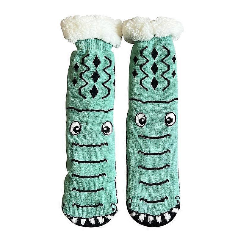 Mens Warm Slipper Socks Soft Cozy Fuzzy Fleece-Lined Winter Non Slip Indoor Christmas Socks