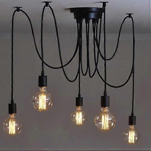 Adjustable Spider Ceiling Light Metal Wire Cage Pendant Light