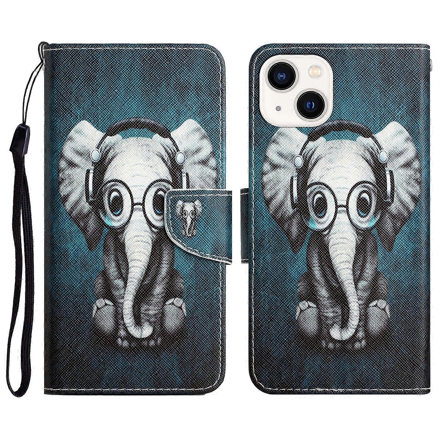 Colored Drawing Leather Case For iPhone 14