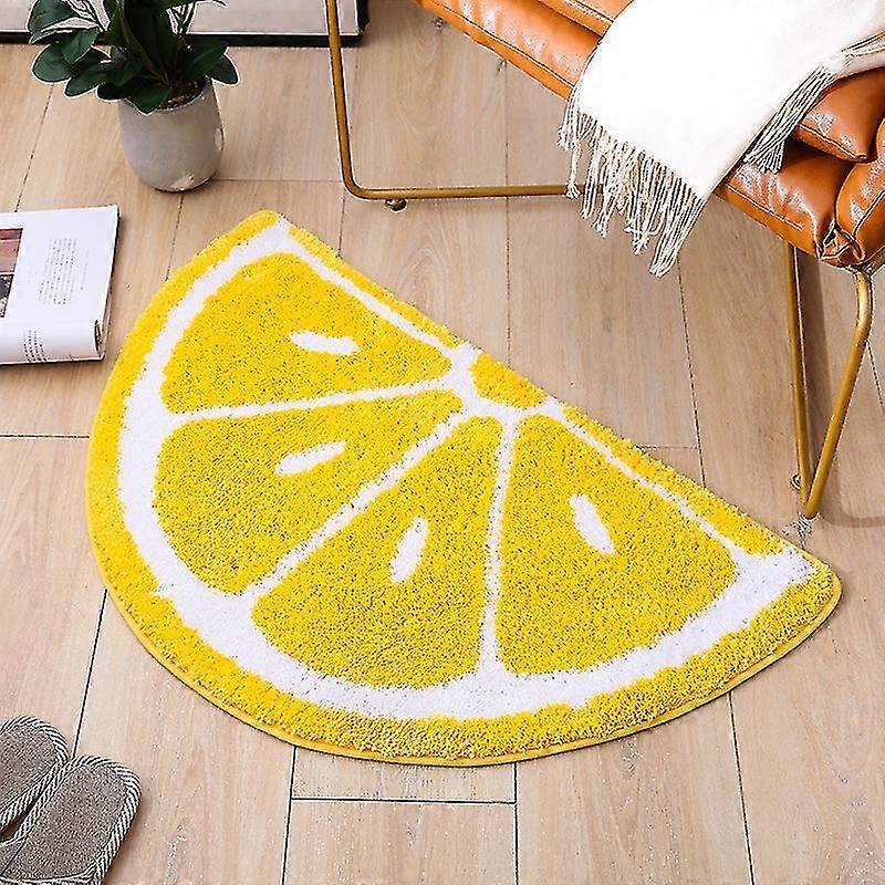 Half Round Microfiber Soft Lemon Shape Bathroom Rugs,40cmx60cm