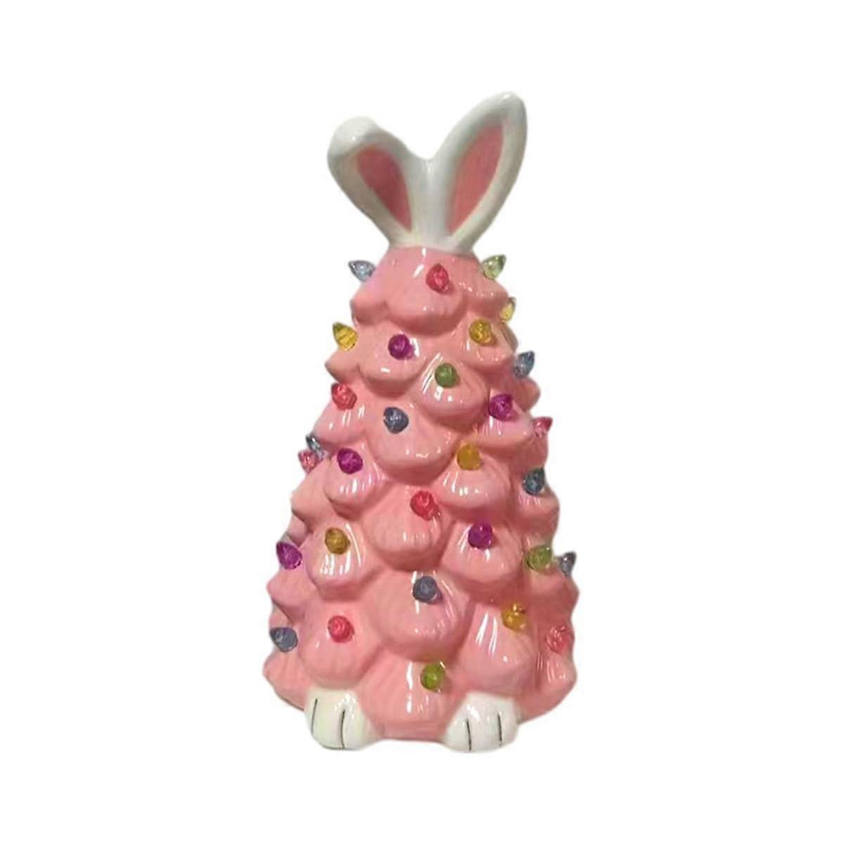 Easter Bunny Tree Decorations,Light Up Easter Bunny Tree with Colorful Lamp Beads, Operated Artificial C