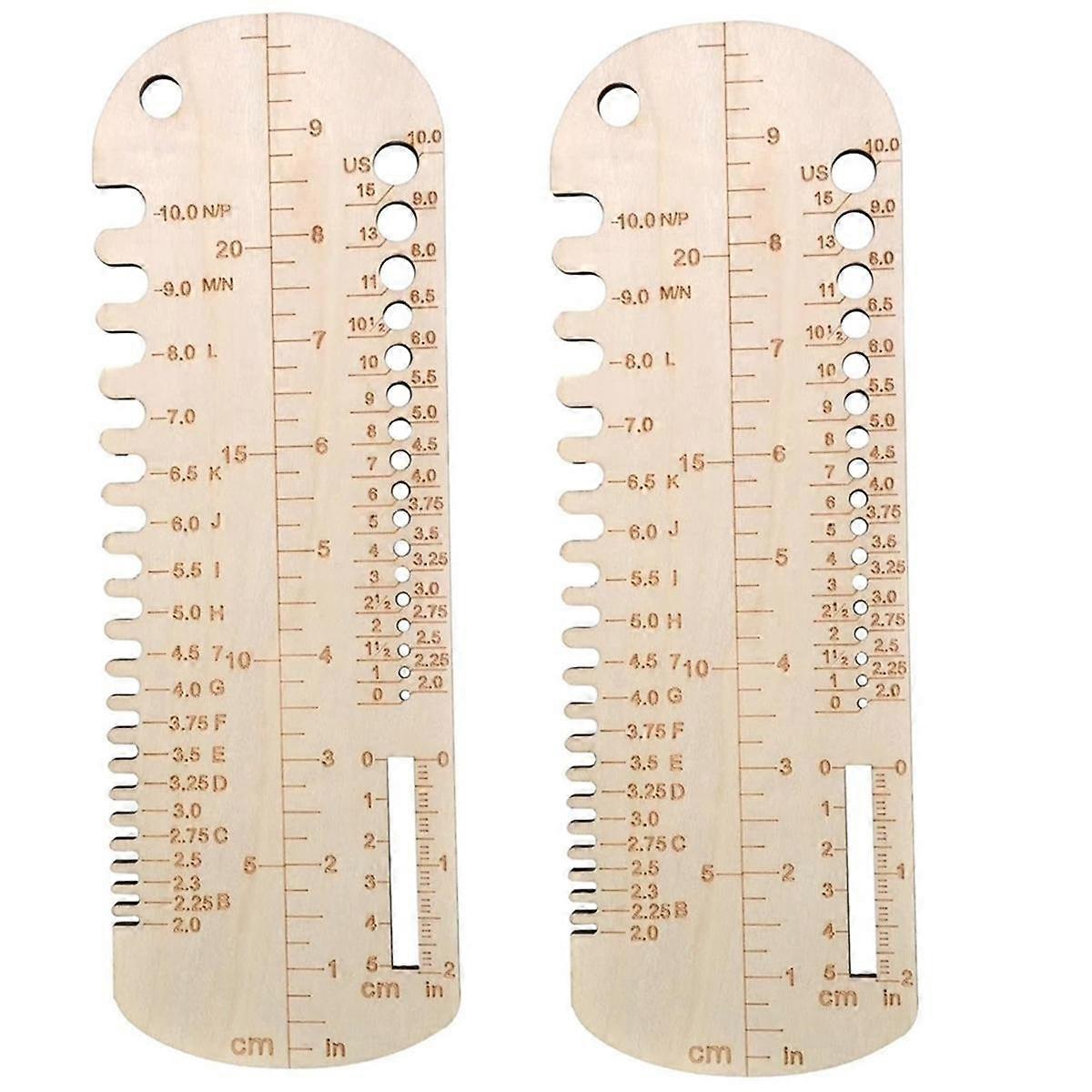 2PCS Sock Knitting Ruler Wooden Knitting Needle Size Gauge Measuring Tool Sock Accurate Ruler Knit Blocker for DIY
