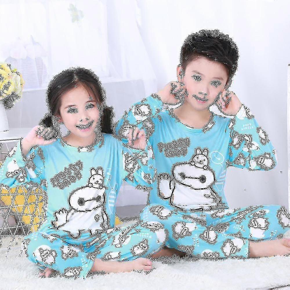 Tecknad film Tryck barn Pyjamas Set Flicka Pojke Långärmad Pyjamas Pjs Långbyxor Bekväma Sovkläder Nattkläder Outfits